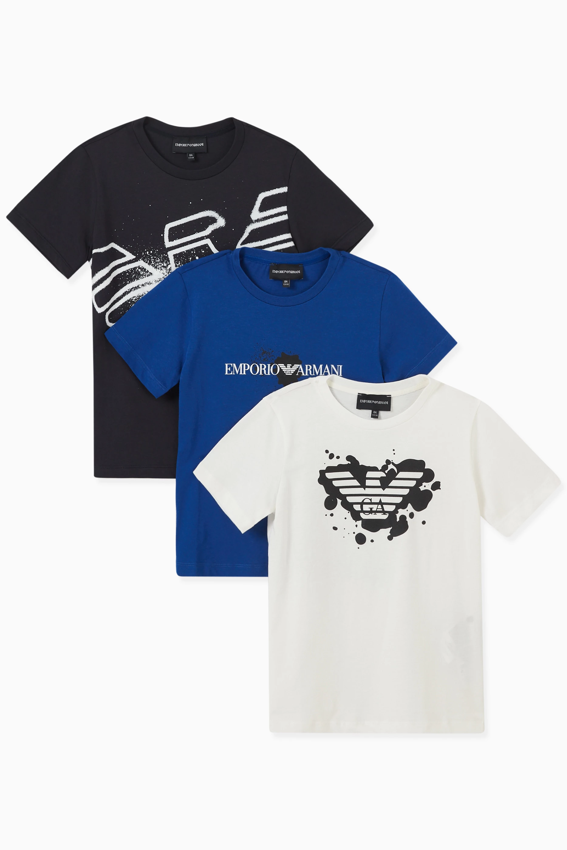 Buy Emporio Armani Blue Logo T shirt in Cotton Set of 3 for KIDS