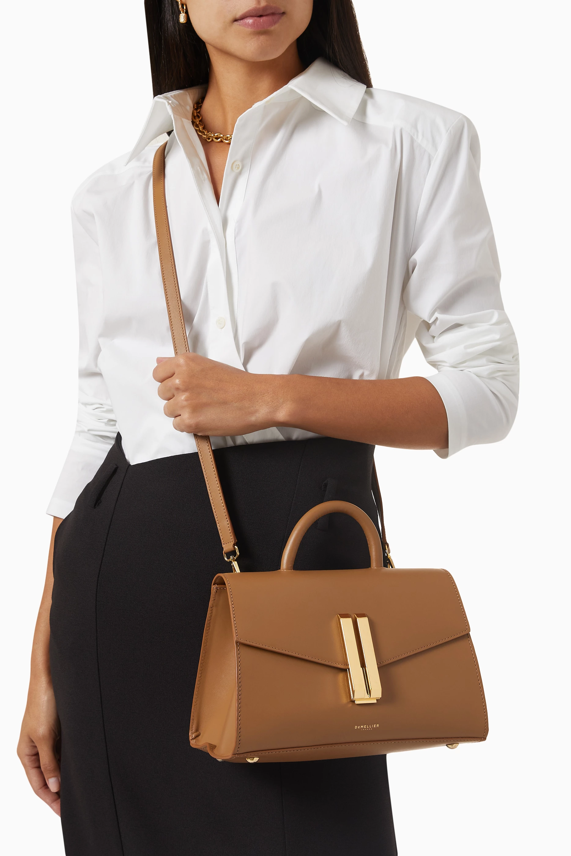 Buy DeMellier Brown The Midi Montreal Top Handle Bag in Smooth Leather for Women in UAE Ounass