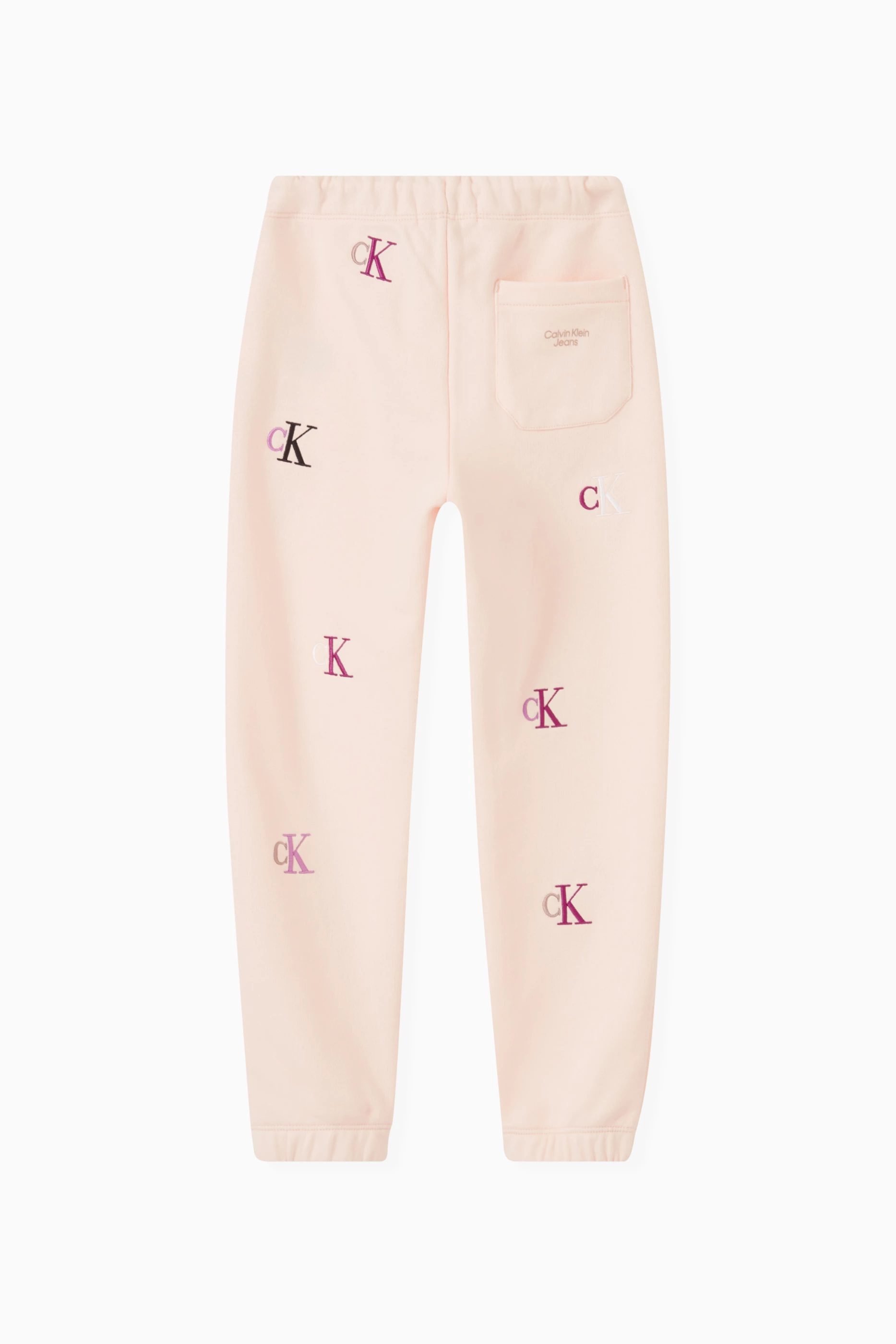 Buy Calvin Klein Pink Logo Sweatpants in Cotton for KIDS in UAE