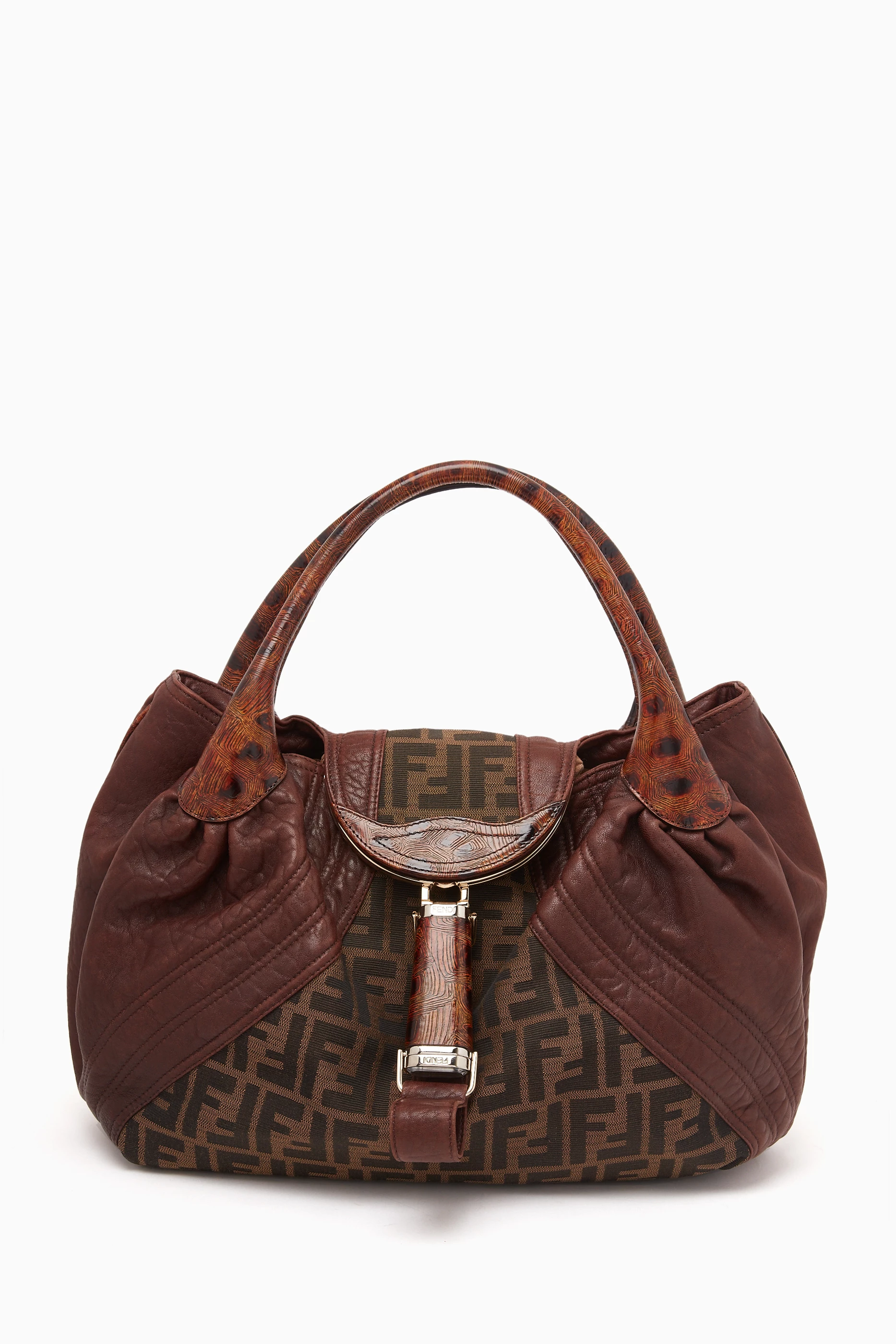 Buy Fendi Pre Loved Brown Tobacco Zucca Spy Hobo Bag in Canvas