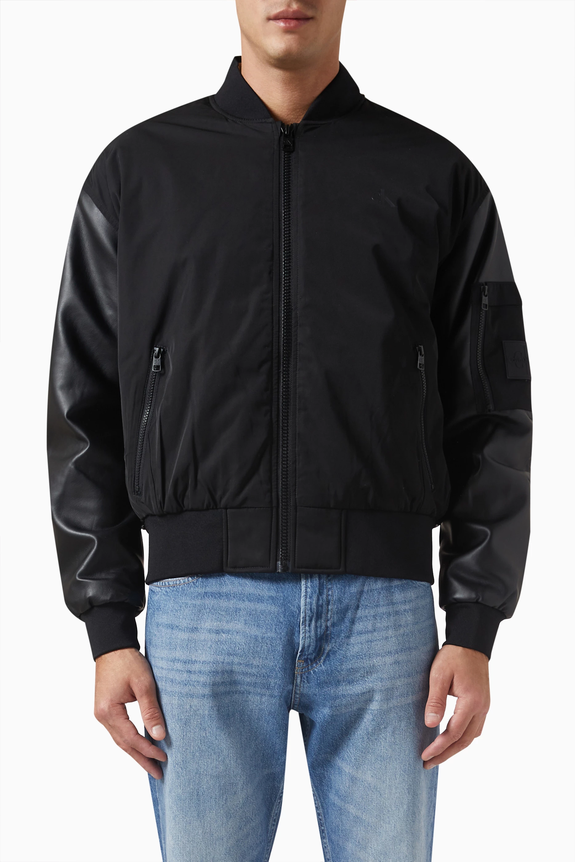 Buy Calvin Klein Jeans Black Bomber Jacket in Tech Fabric for Men