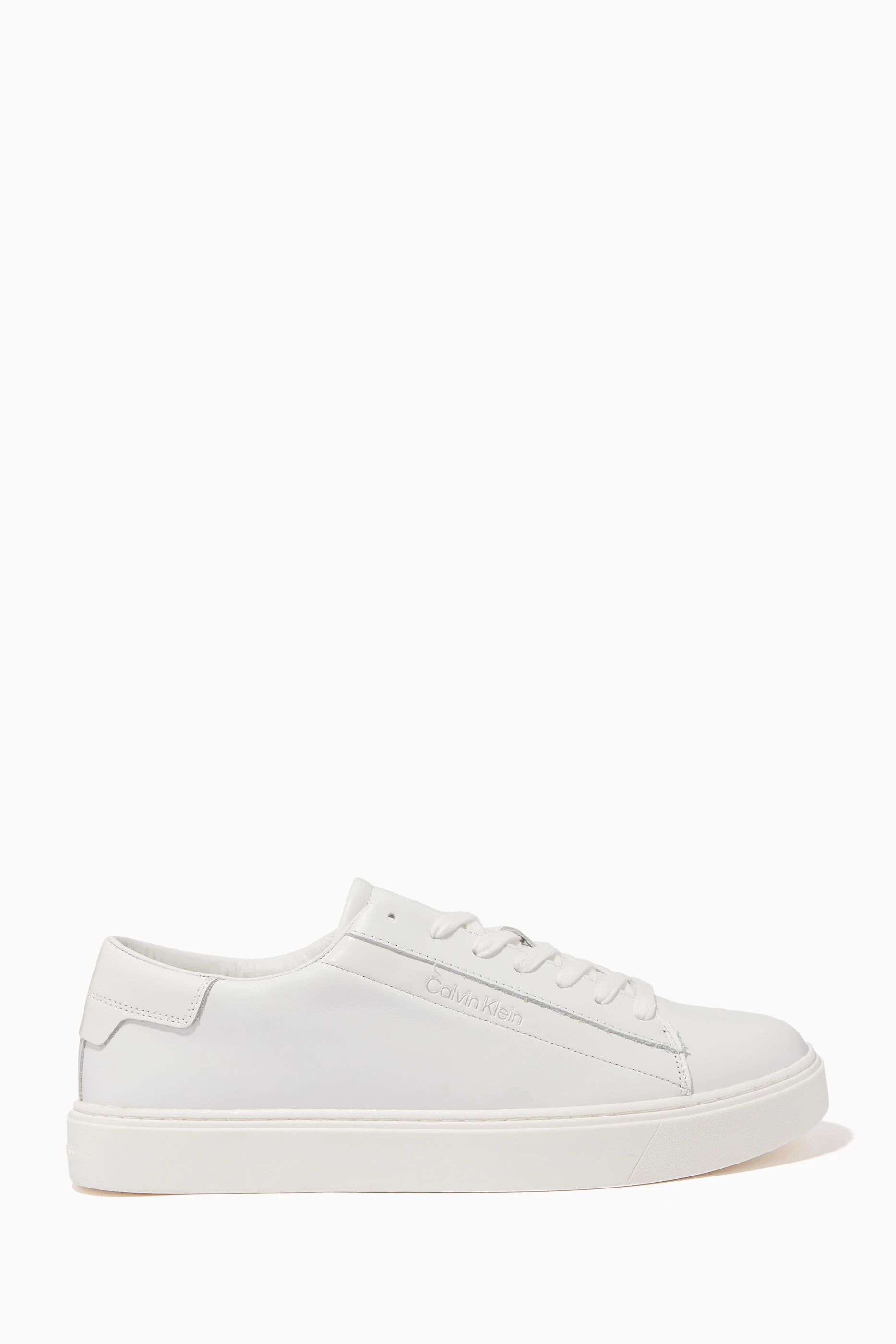 Buy Calvin Klein White Low Top Sneakers in Leather for Men in UAE Ounass