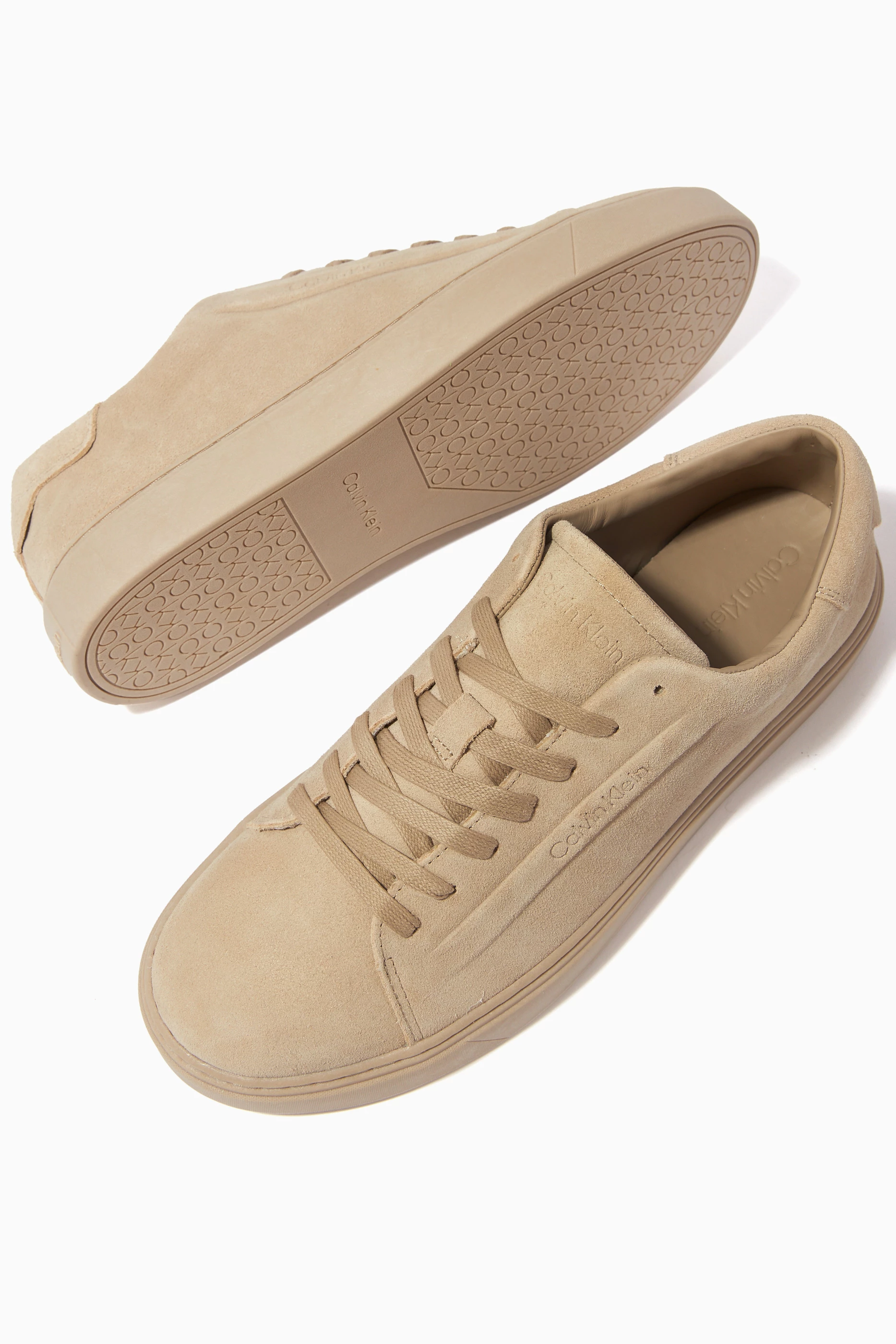 Buy Calvin Klein Neutral Low Top Sneakers in Suede for Men in UAE