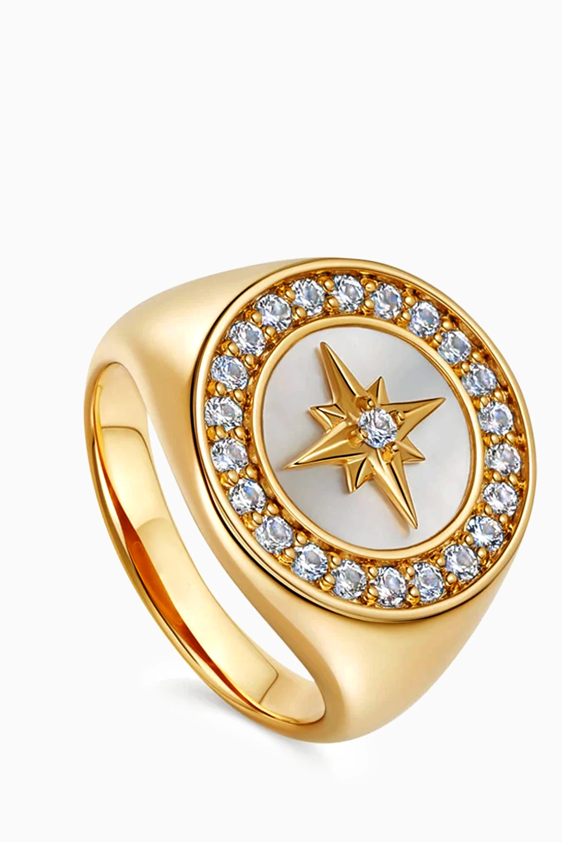 Buy Astley Clarke Yellow Polaris Mother of Pearl Signet Ring in