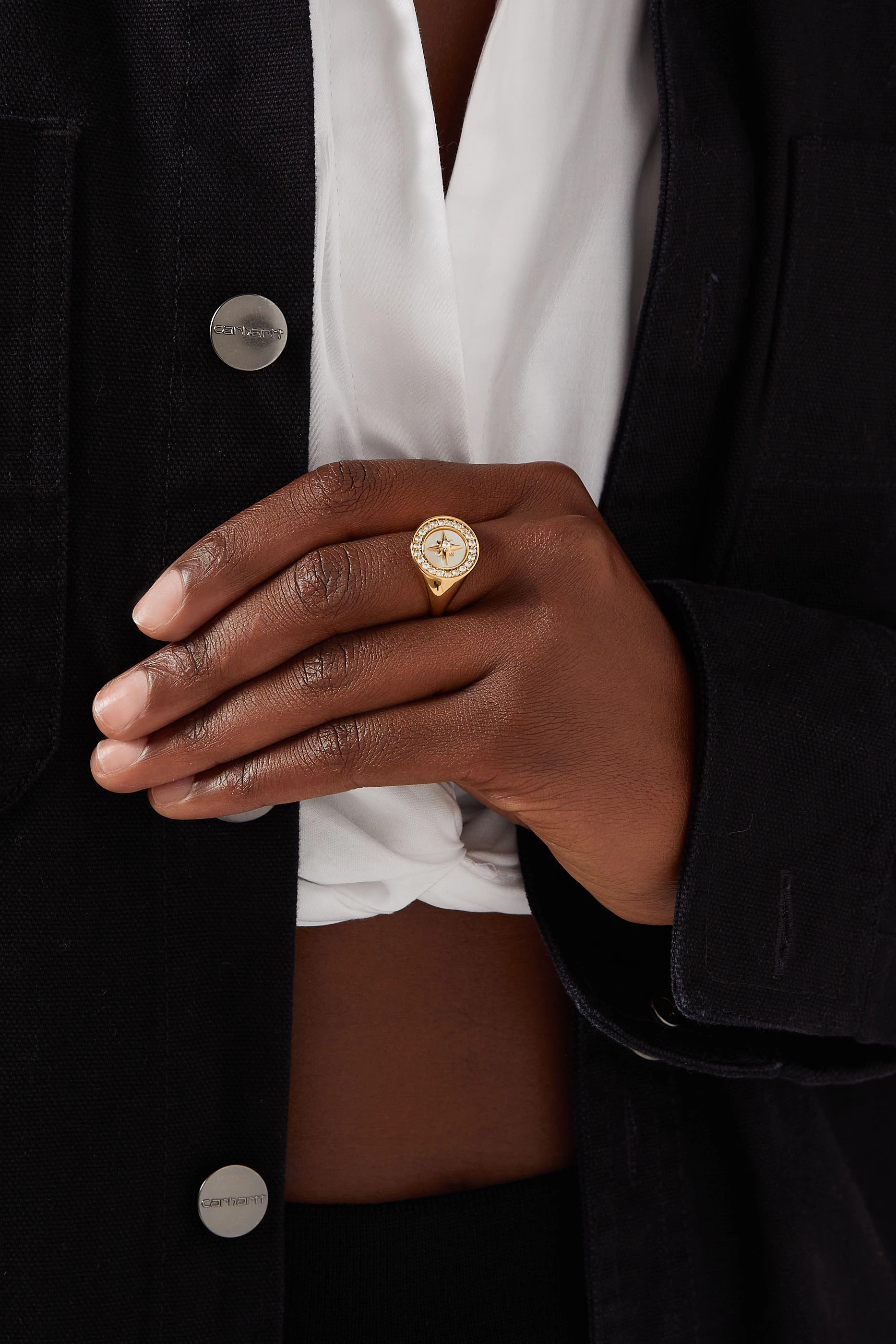 Buy Astley Clarke Yellow Polaris Mother of Pearl Signet Ring in