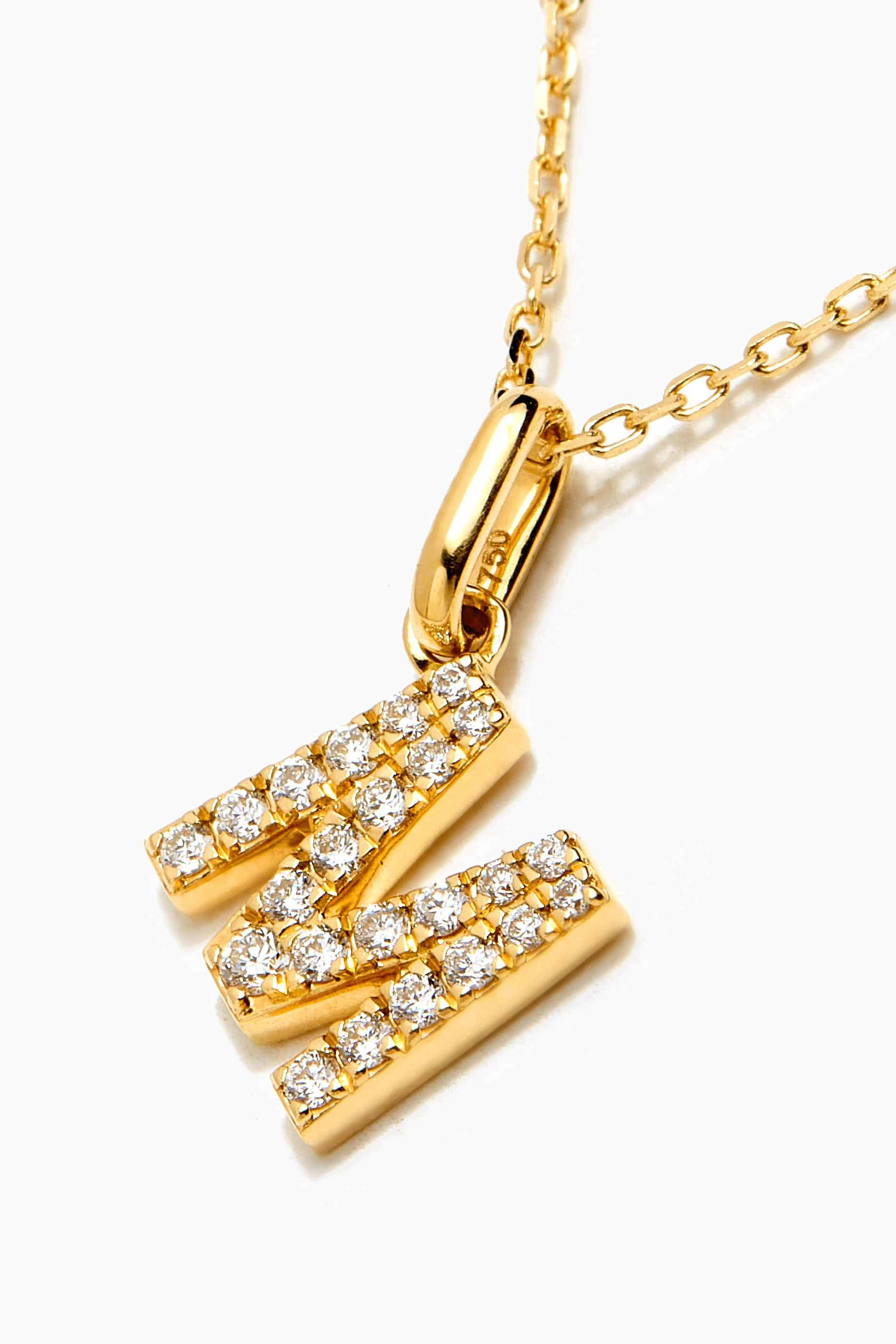 Diamond top m necklace