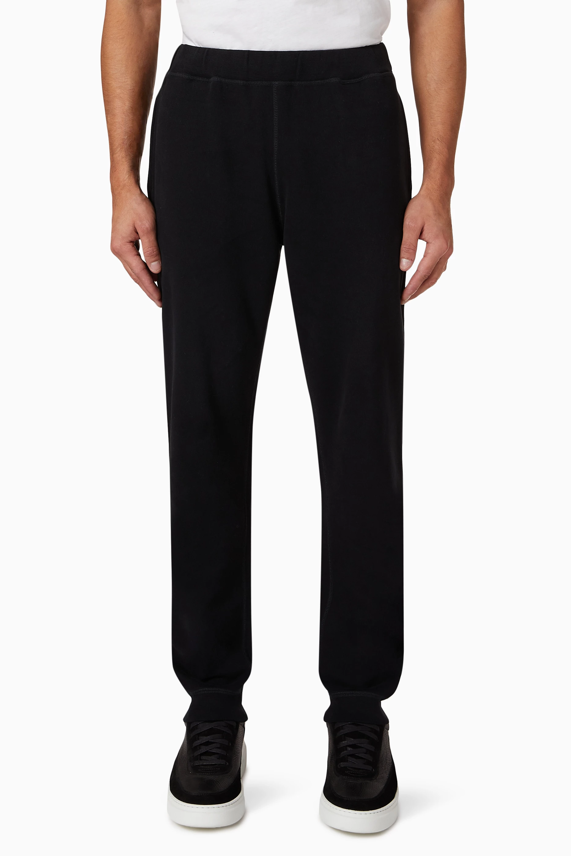 Buy Sunspel Black Loopback Track Pants in Cotton for Men in UAE