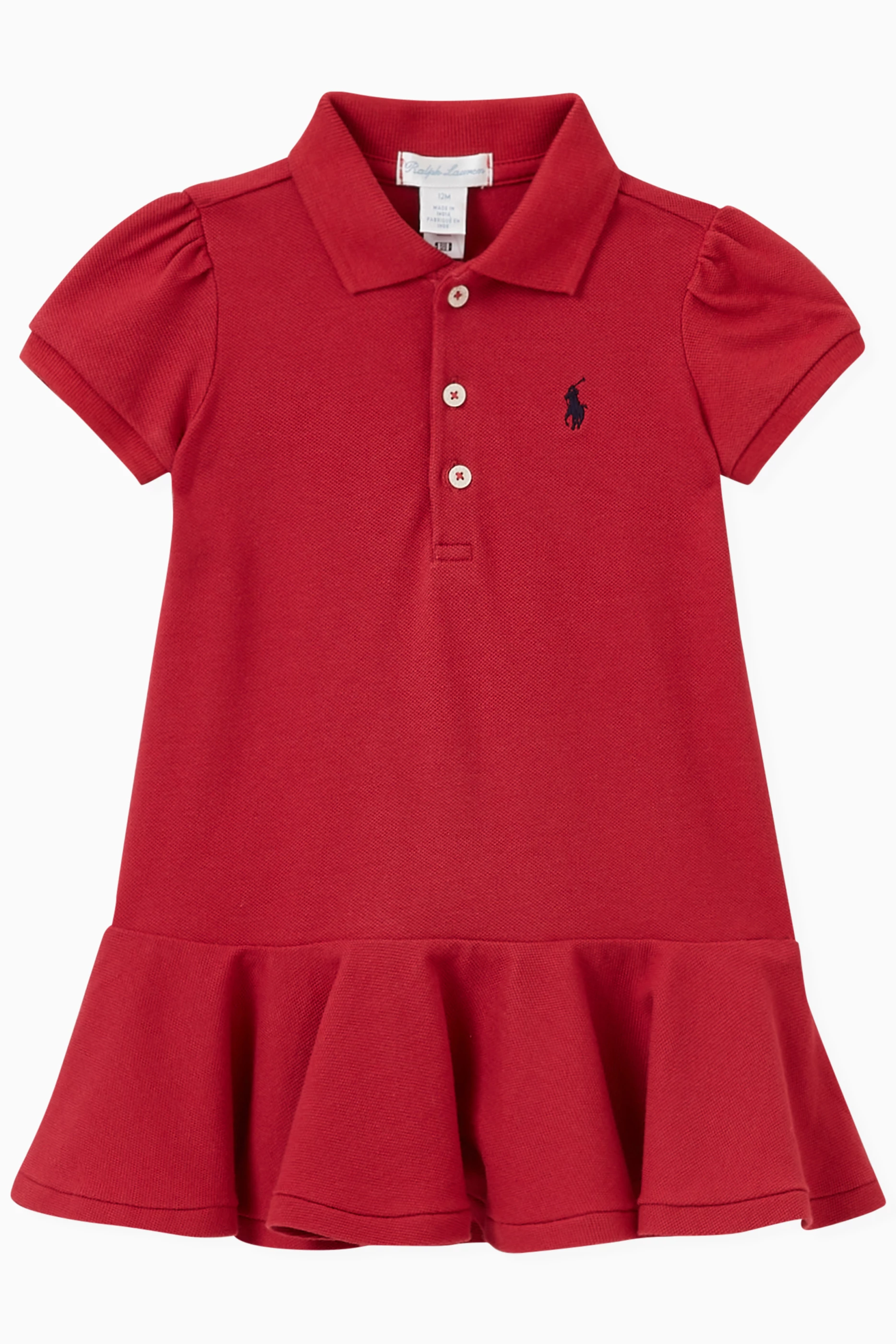 Buy Polo Ralph Lauren Red Polo Dress in Cotton for Baby Girls in
