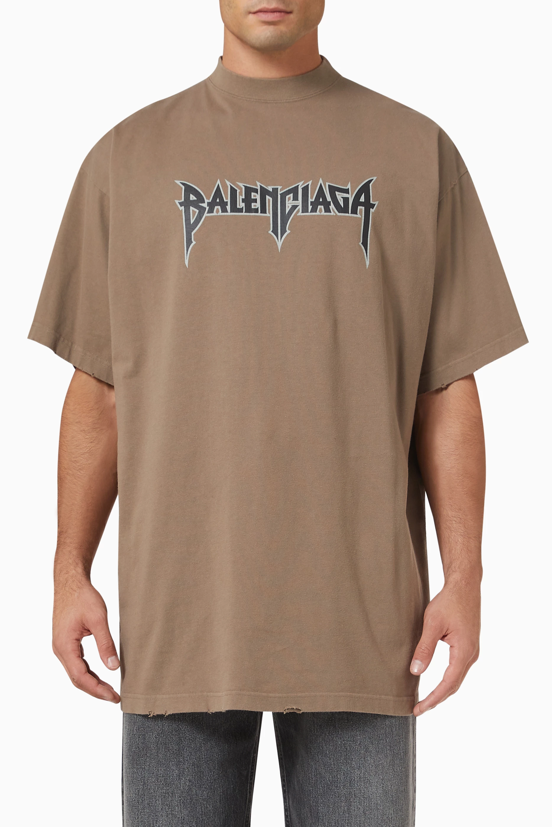 Balenciaga t shirt mens brown hot sale