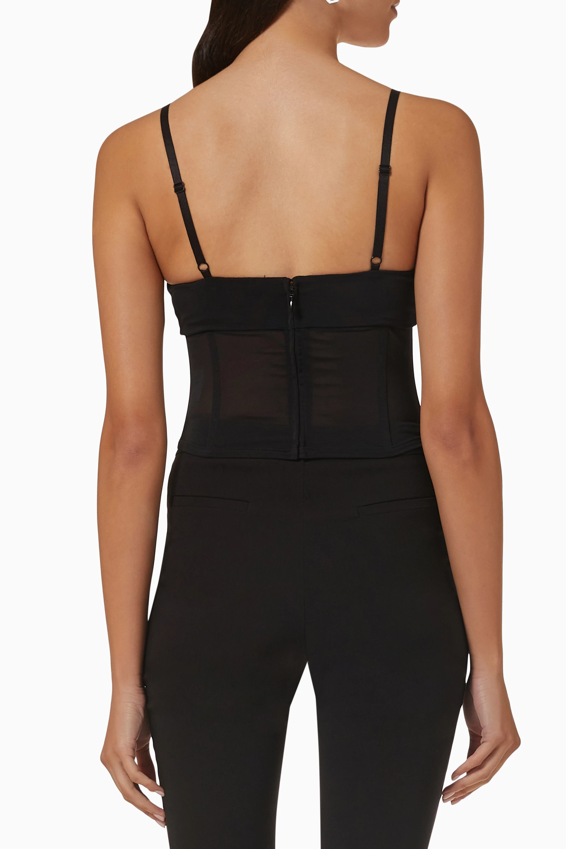 OMEGA BUSTIER IN BLACK, TOPS