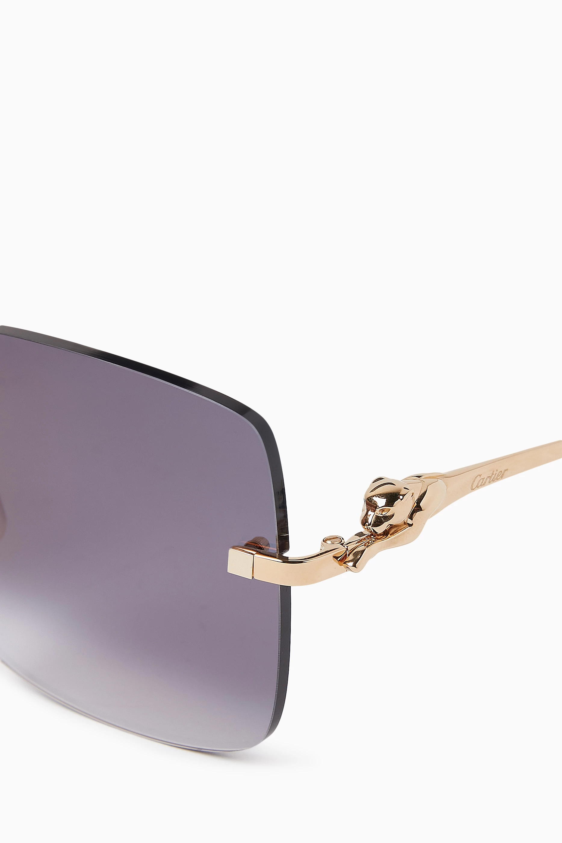 Buy Cartier Gold Square Sunglasses in Metal for Women in UAE Ounass