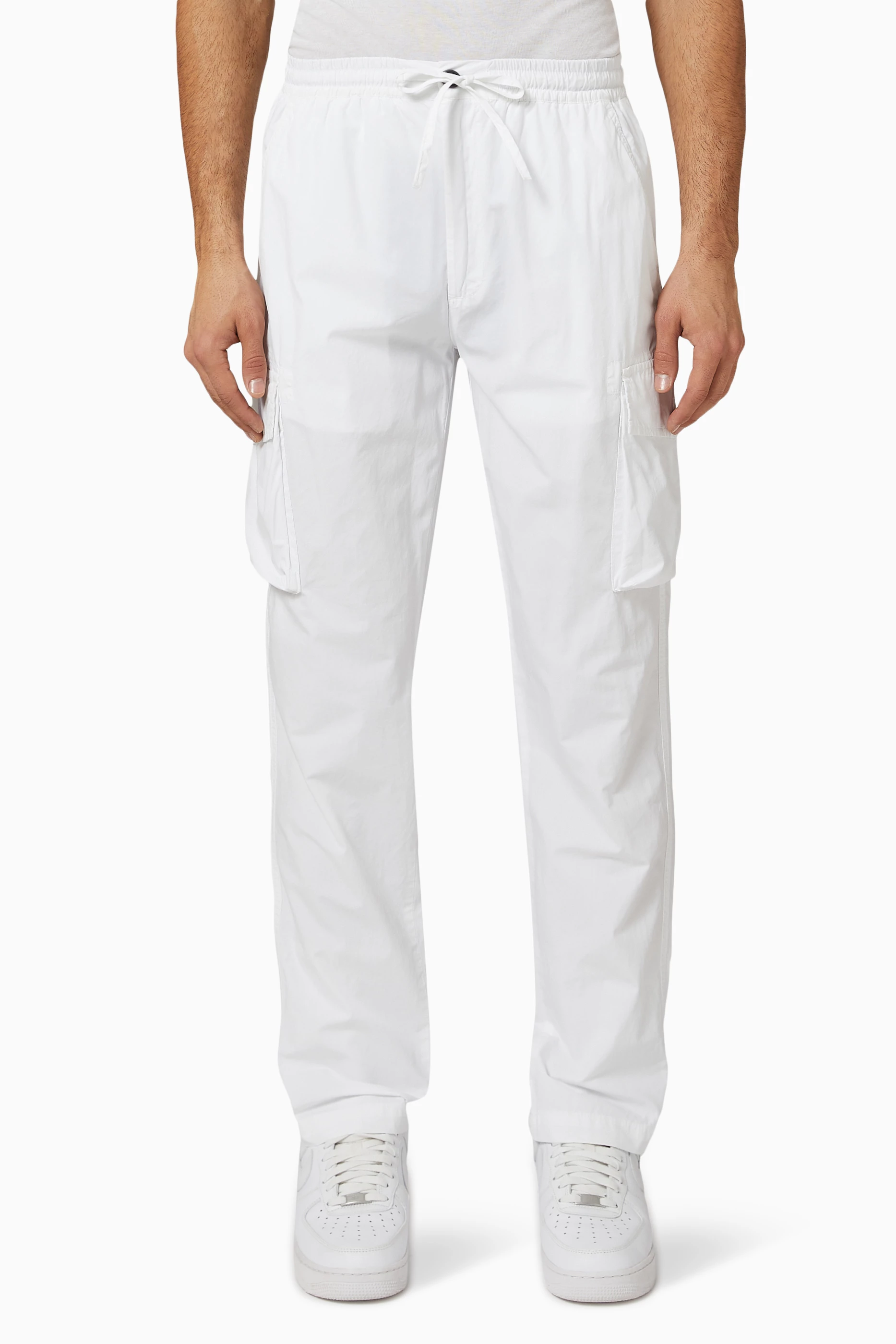 Buy NASS White Ludlow Cargo Pants in Cotton for Men in UAE