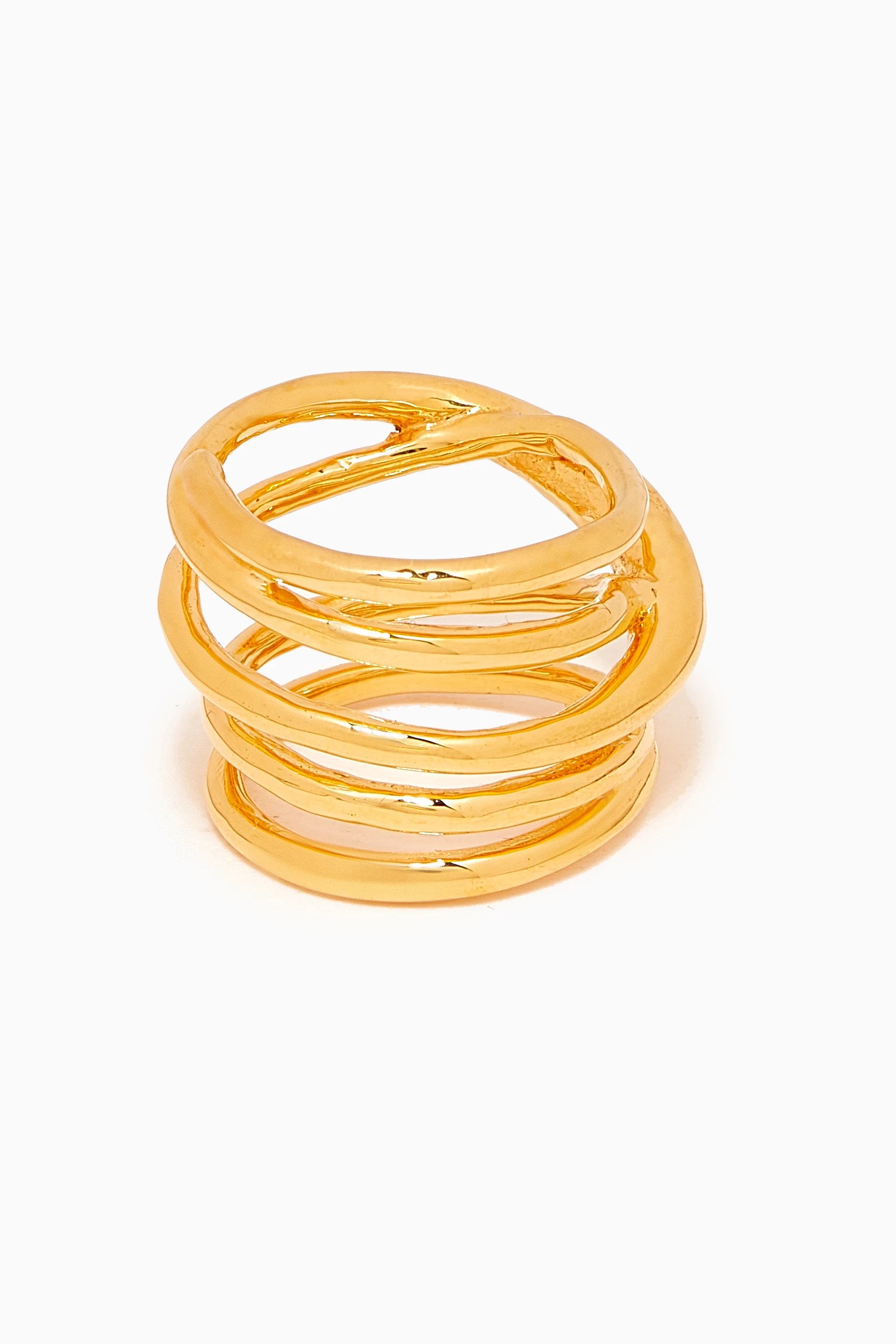 Buy Misho Gold Spiral Ring in 22kt Gold plated Bronze for Women in