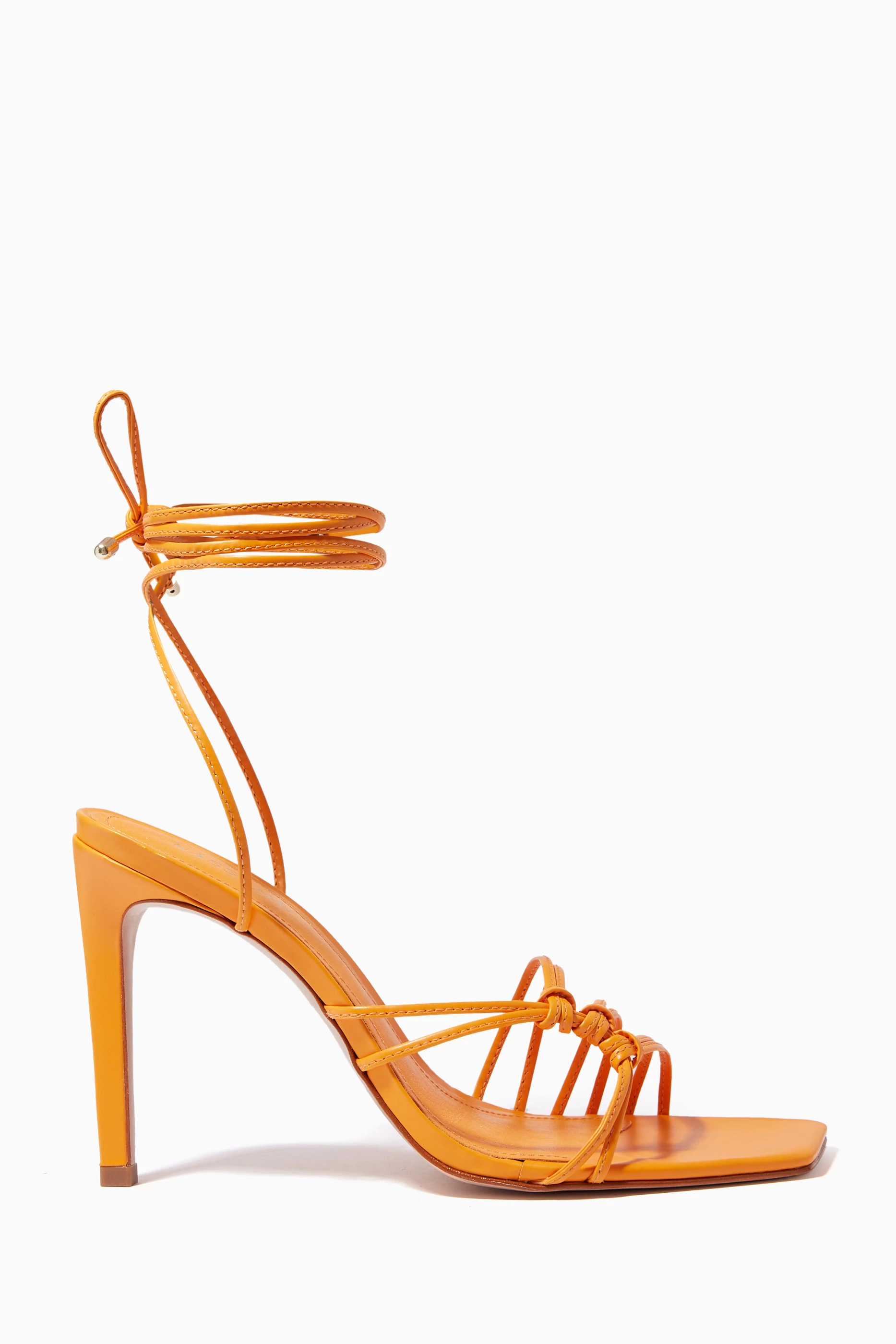 Buy NASS Orange Lace up Sandals in Leather for Women in UAE Ounass