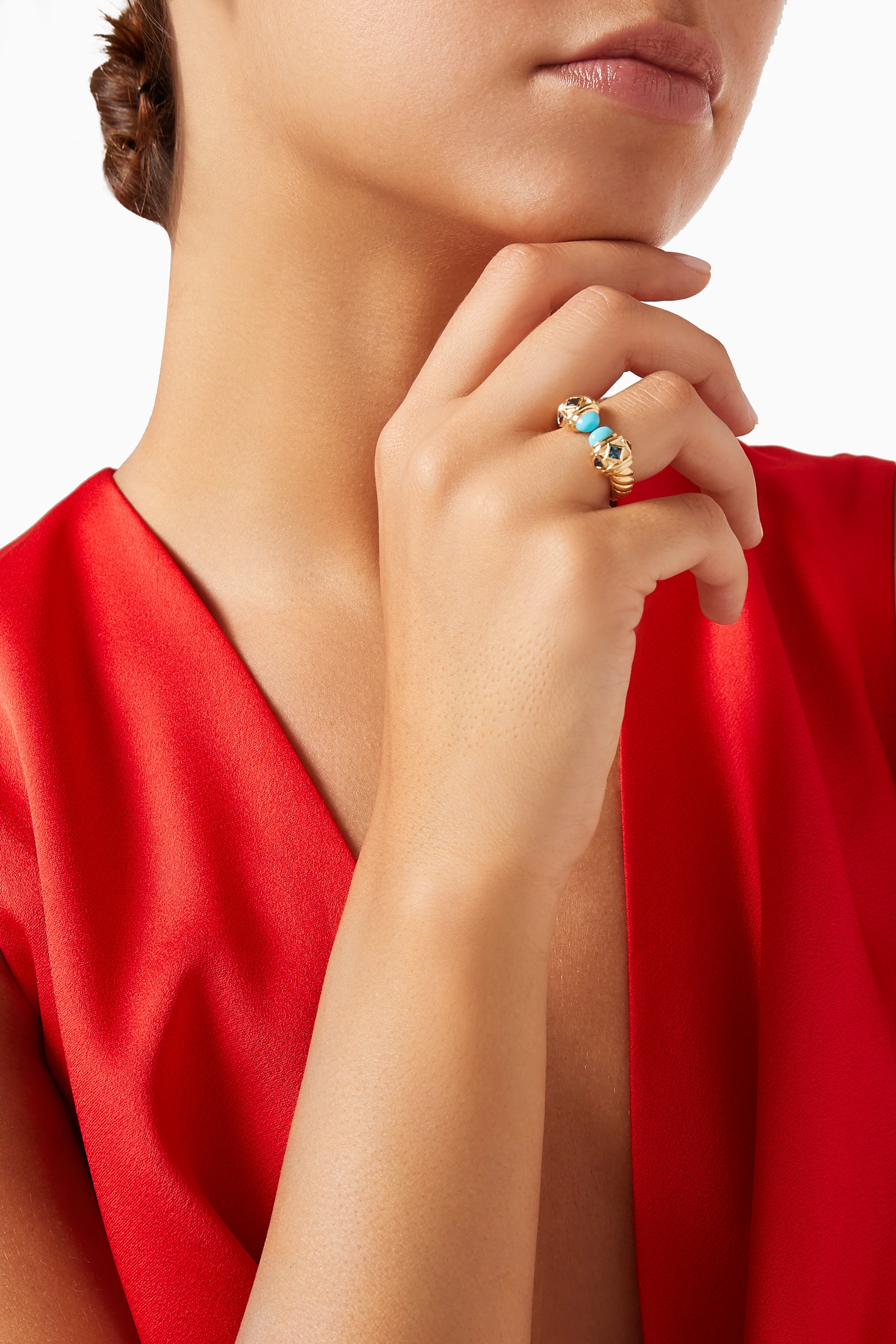 Buy David Yurman Blue Renaissance Turquoise Ring in 18kt Gold for
