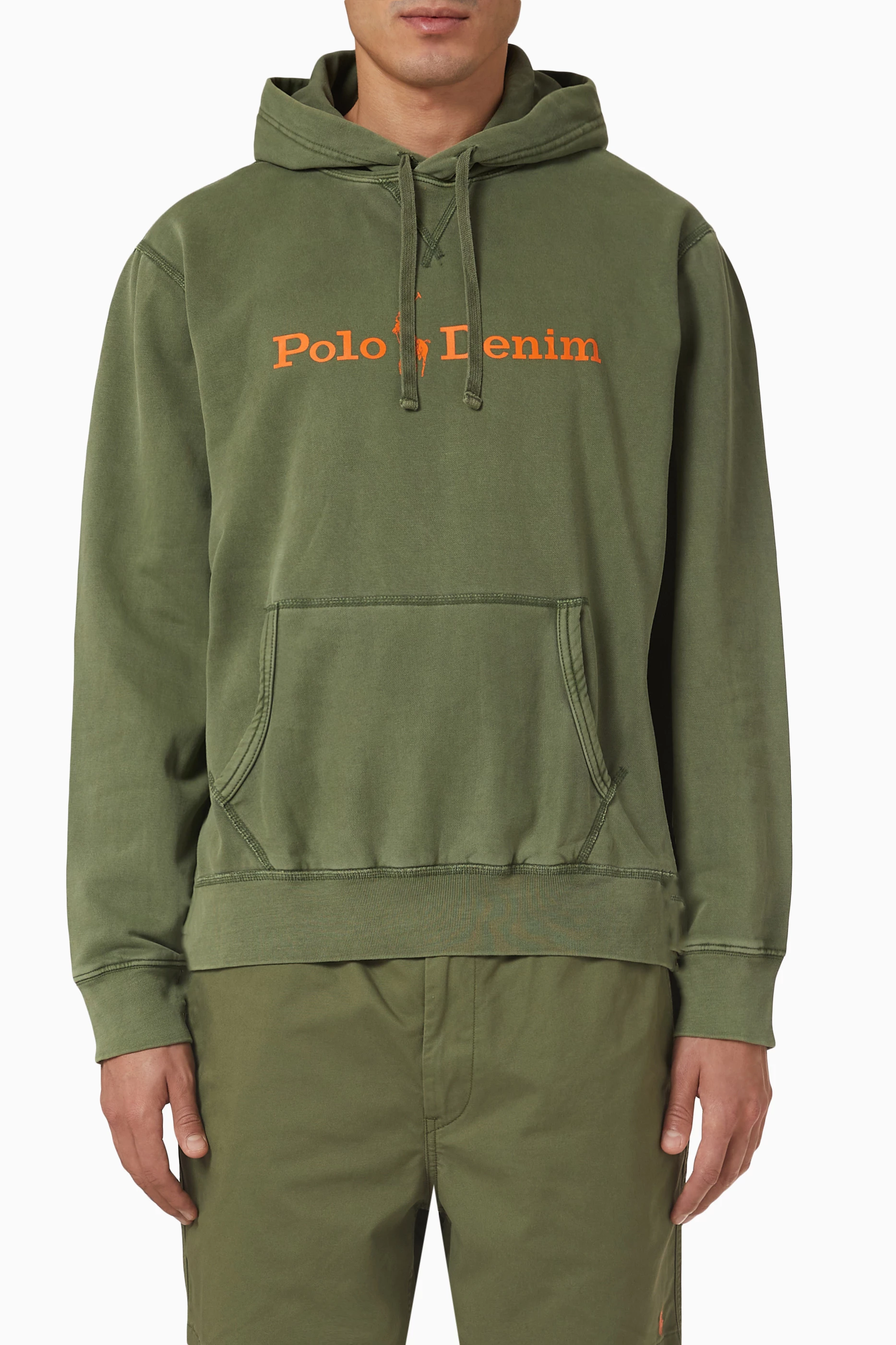 Olive green polo hoodie sales