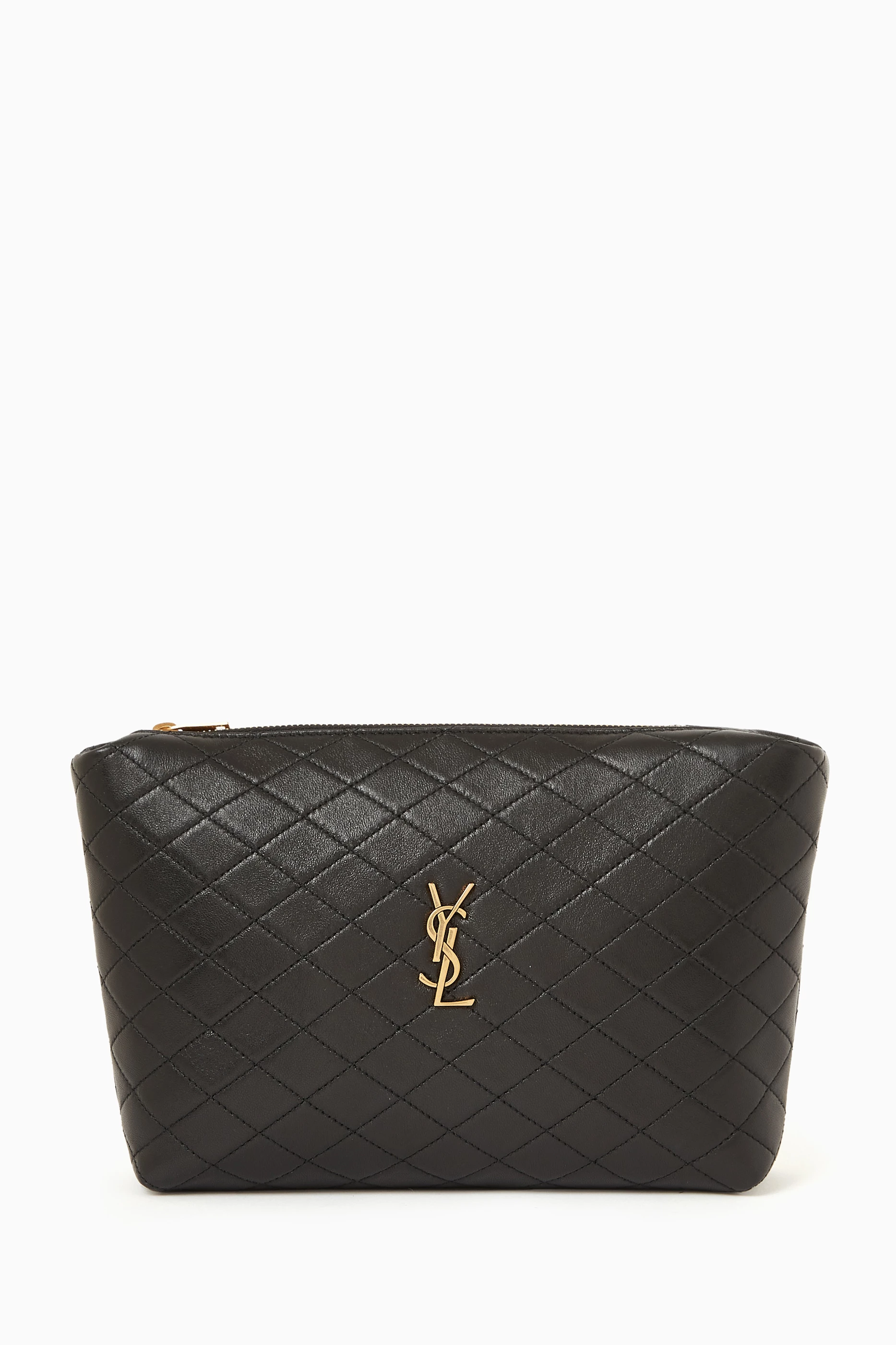 Buy SAINT LAURENT Black Gaby Cosmetic Pouch in Quilted Lambskin for WOMEN  in UAE