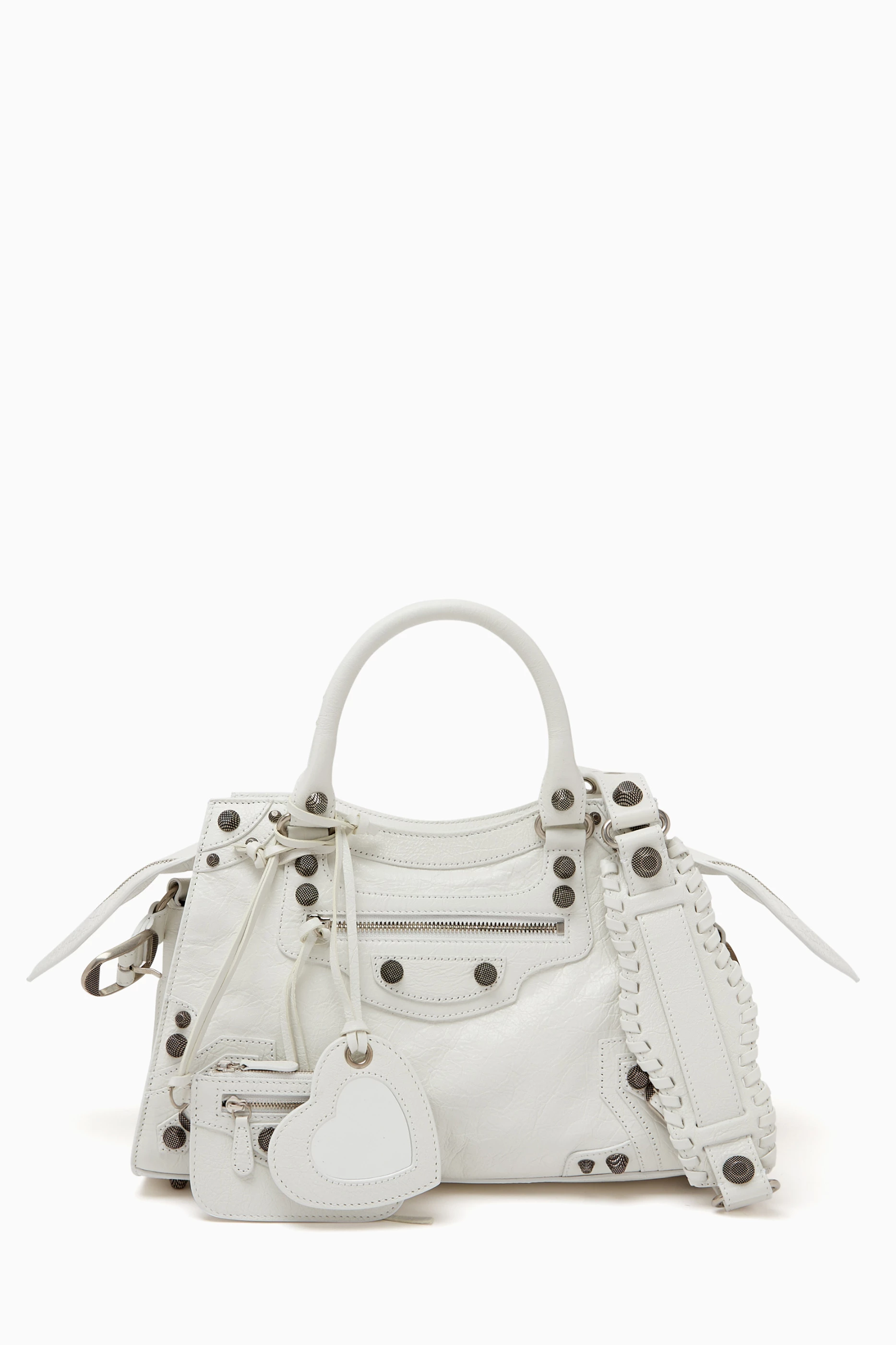 Buy Balenciaga White Neo Cagole City Small Shoulder Bag in Leather