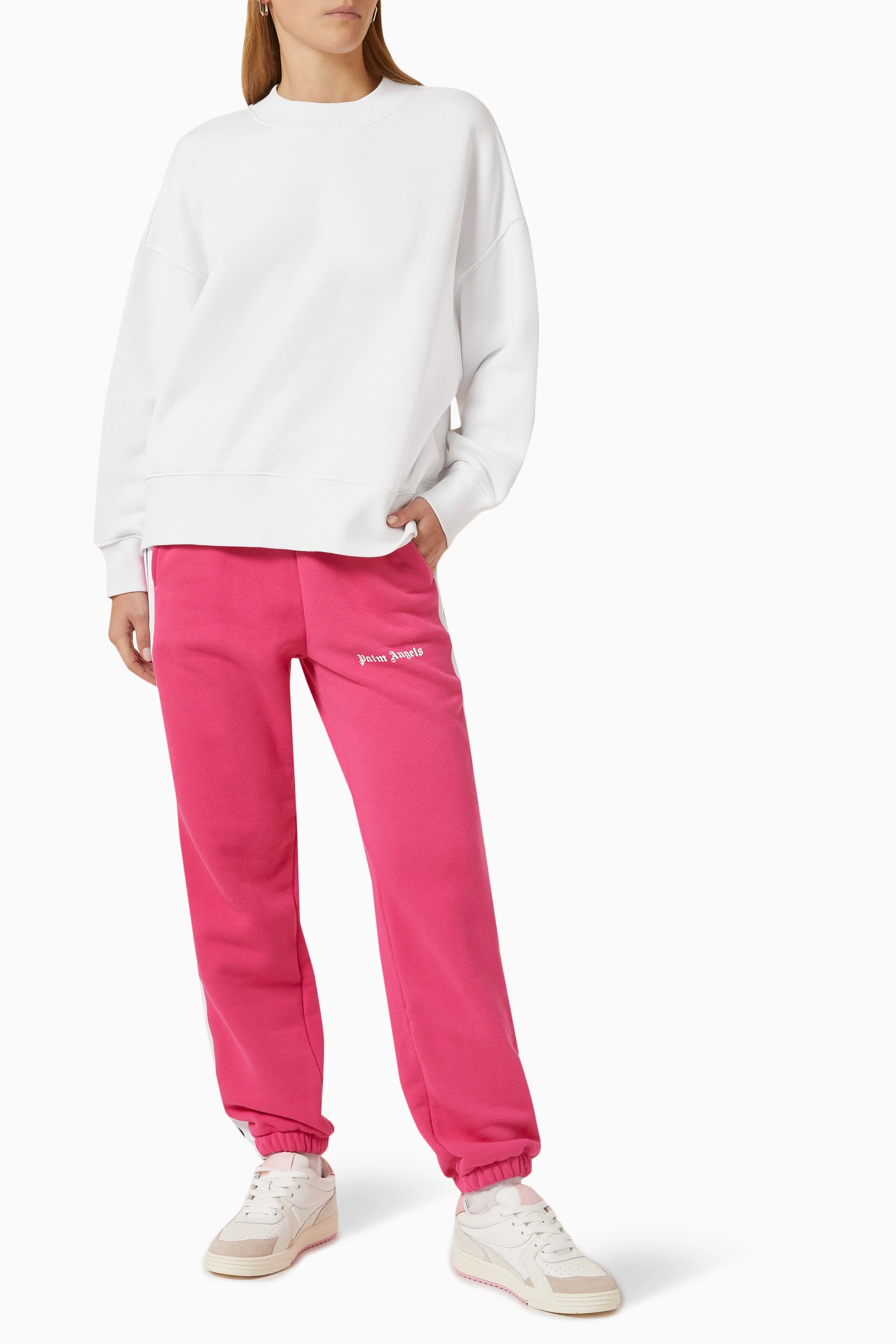 Buy Palm Angels White Classic Logo Sweatshirt in Cotton for Women
