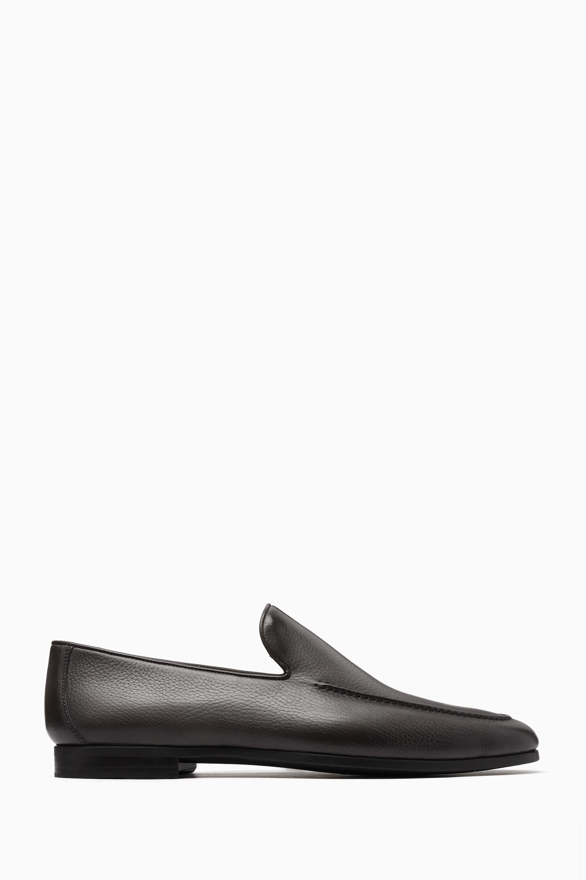 Buy Magnanni Grey Aston Penny Loafers in Grained Leather for