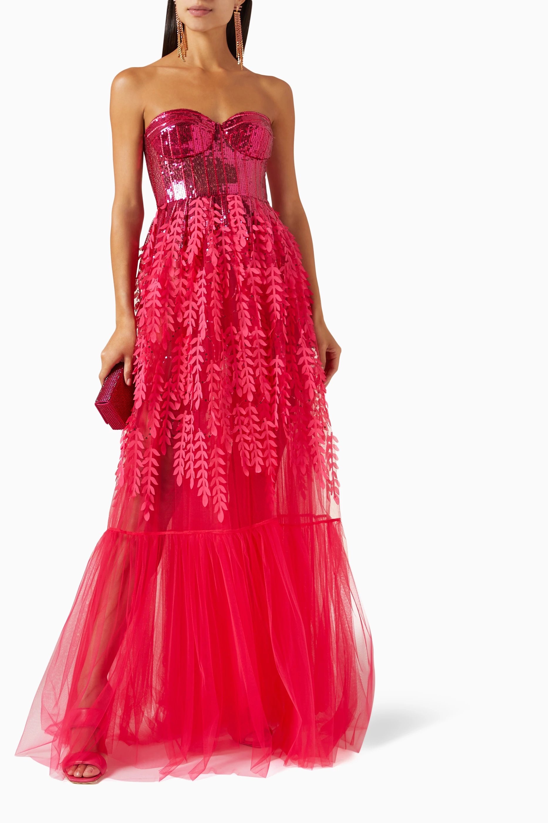 Bcbg red hot sale and pink dress