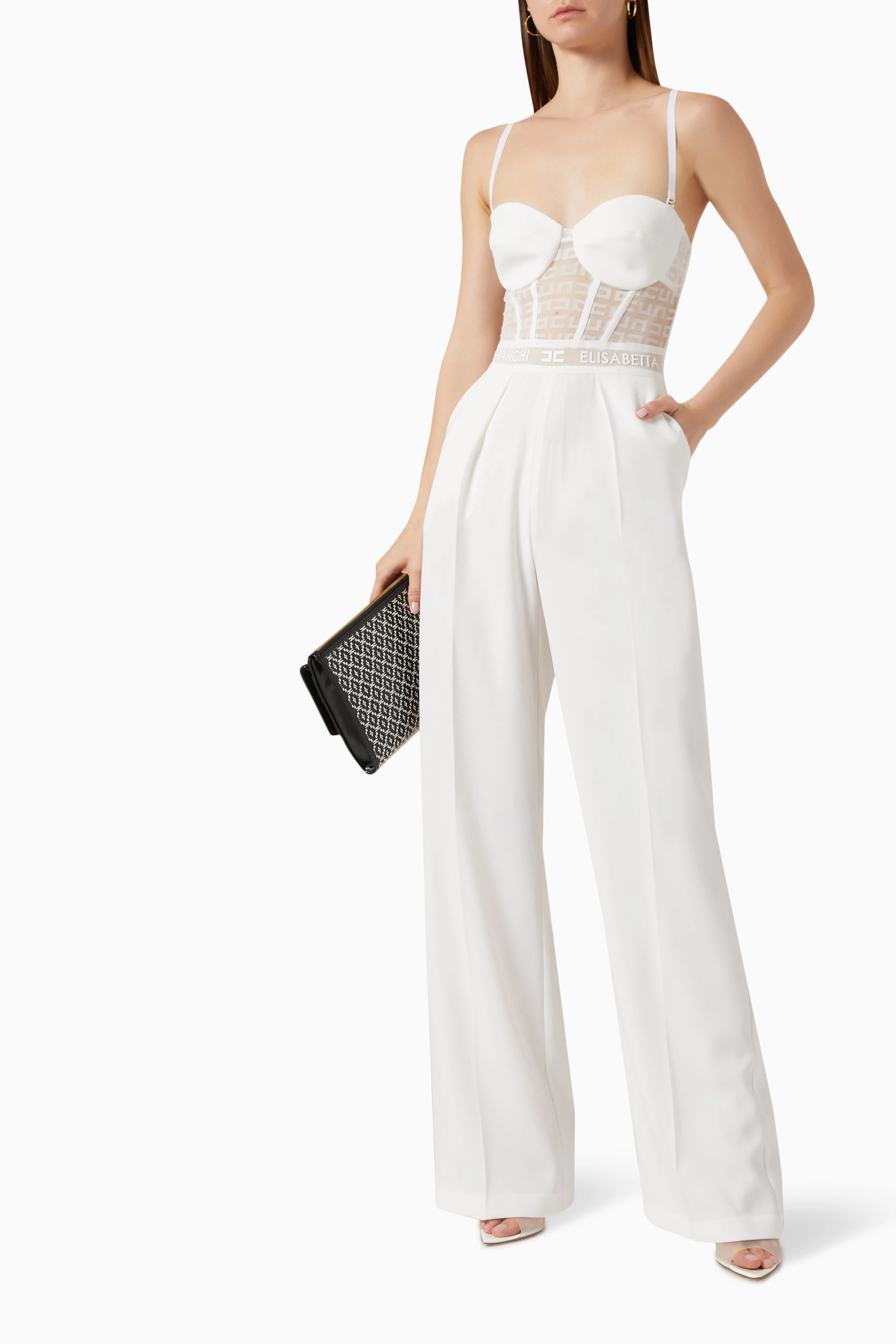Elisabetta franchi white jumpsuit hot sale