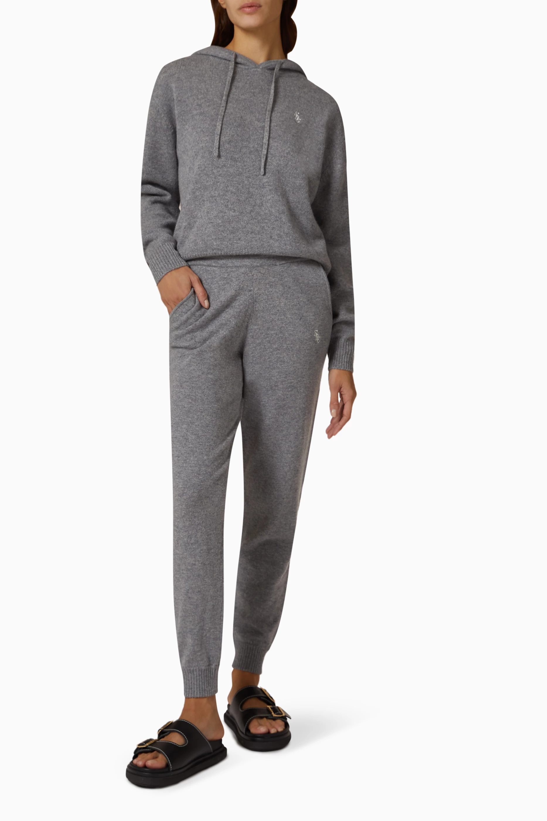 Buy Sporty Rich Grey Ina Sweatpants in Cashmere for Women in UAE Ounass