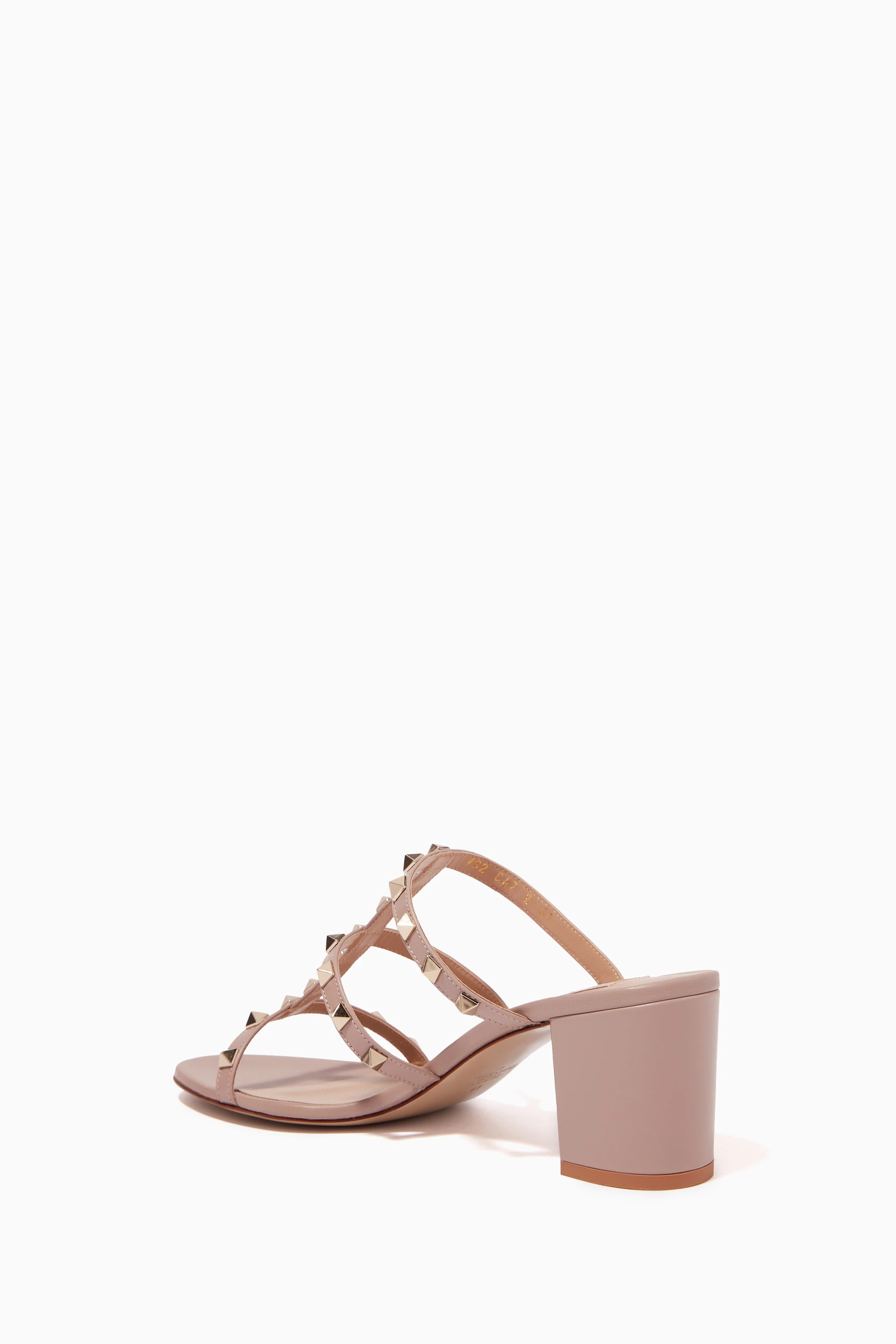 Buy Valentino Garavani Neutral Rockstud 60 Slide Sandals in