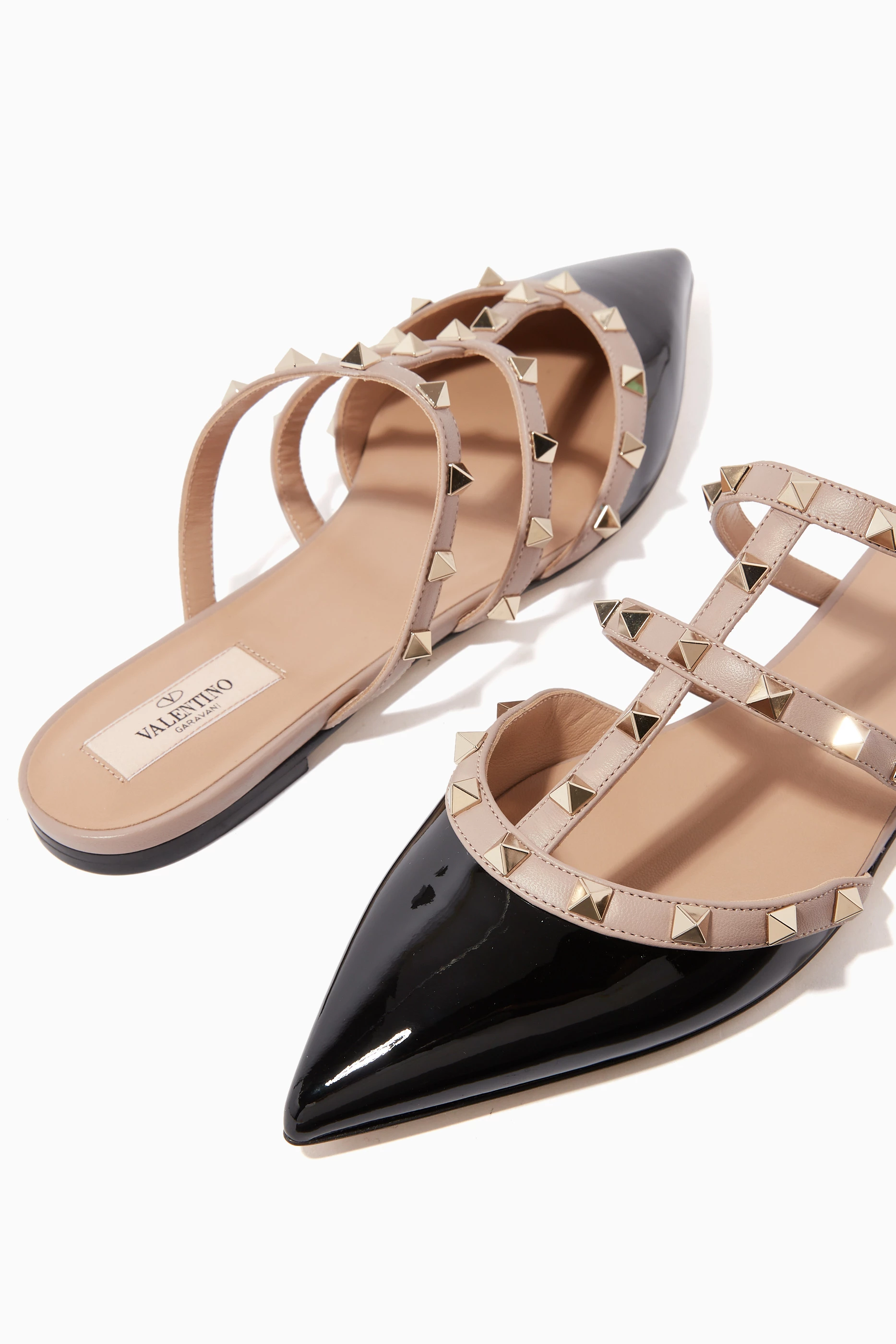 Valentino rockstud flat black hot sale