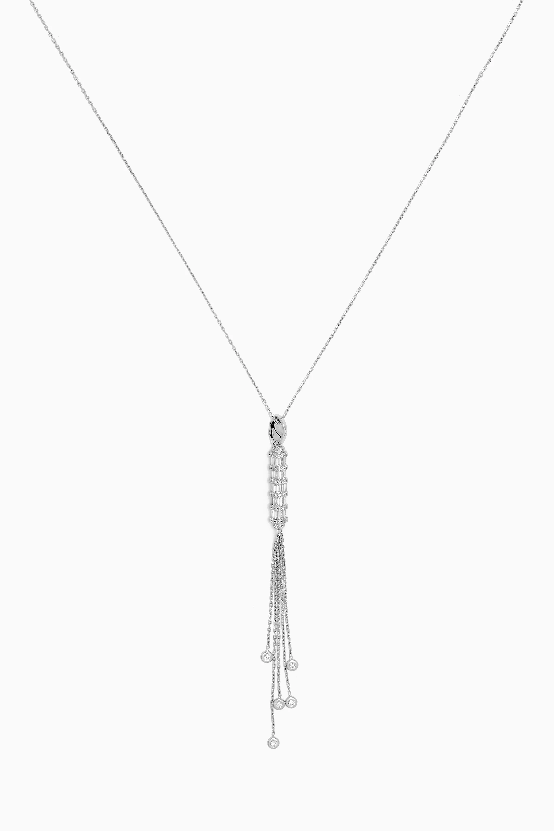 Buy NASS Yellow Barrel Dangle Diamond Necklace in 14kt White Gold