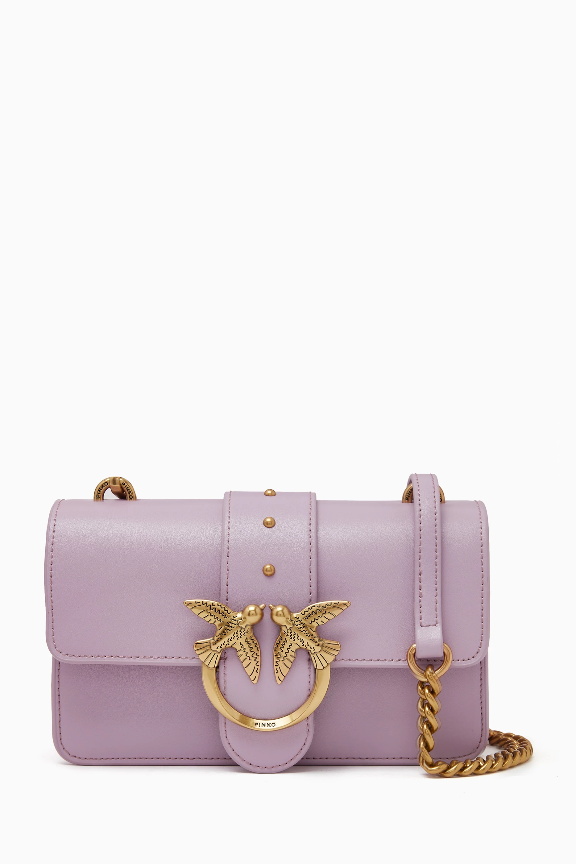 Buy PINKO Purple Mini Love One Bag in Leather for Women in UAE Ounass