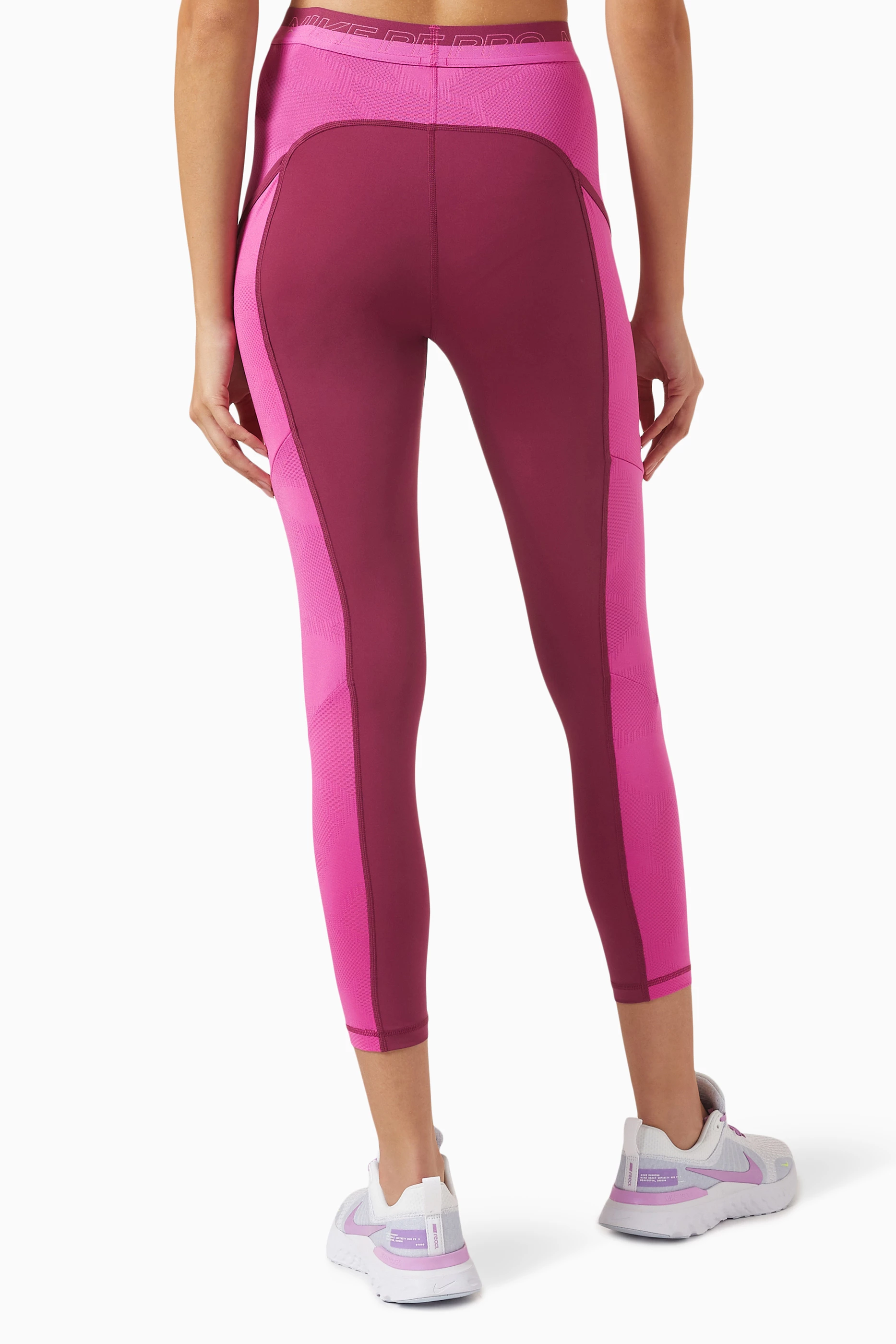 Nike Womens Pink Floral Polyester Capri Leggings Size XL L28 in