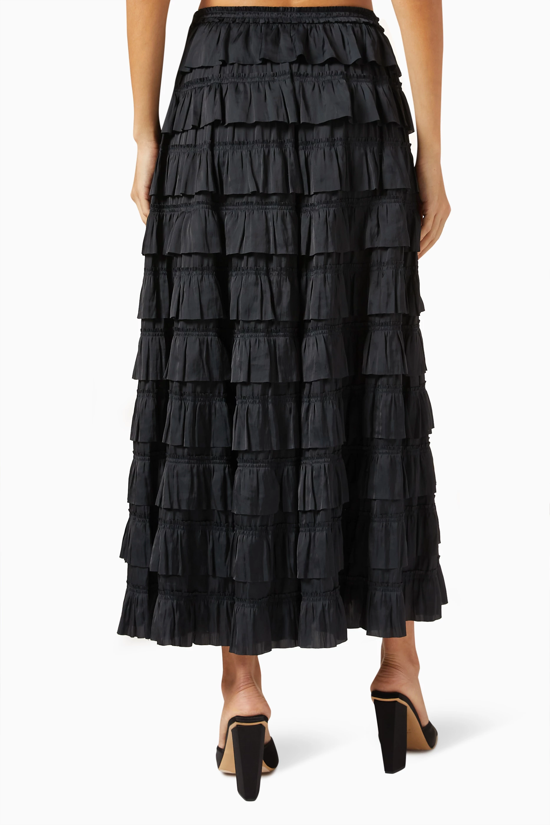 Long ruffle skirt discount