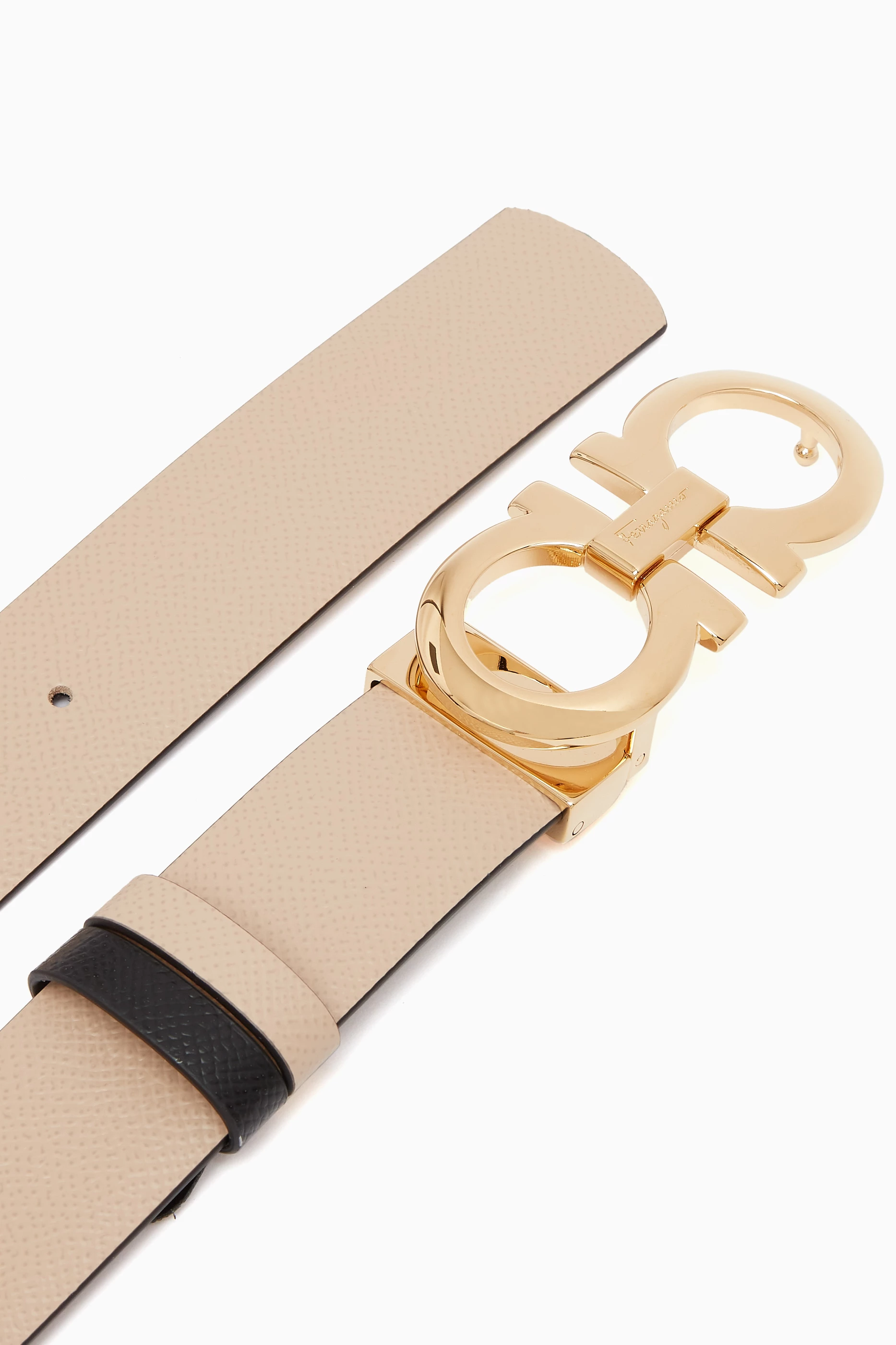 Buy Ferragamo Orange Reversible Gancini Belt in Leather for Women