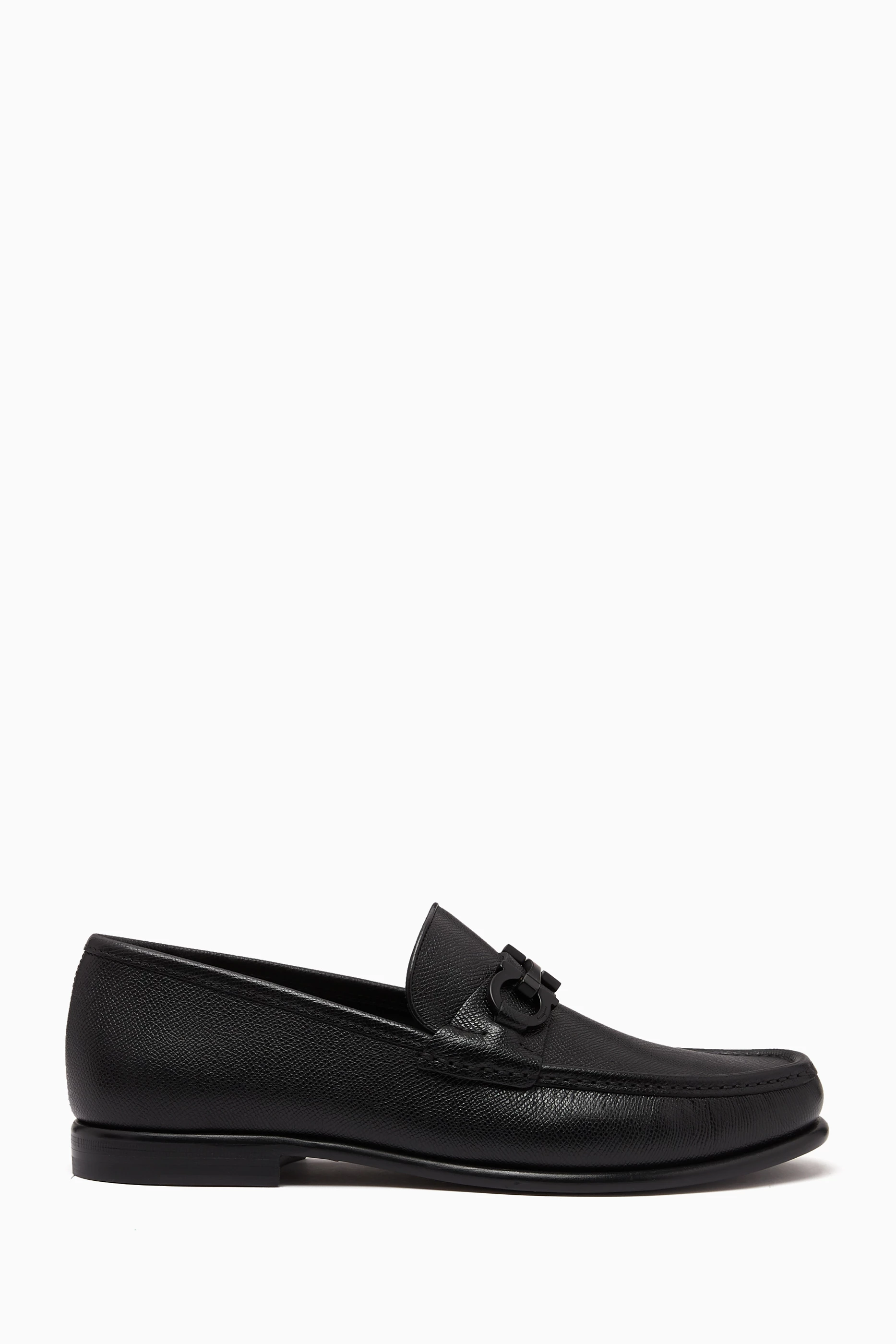 Buy Ferragamo Green Moccasins with Gancini Ornament in Leather for