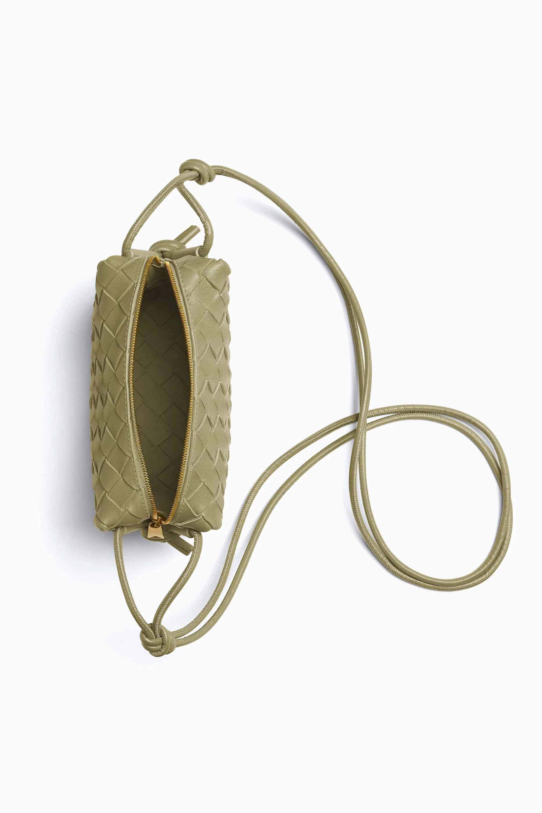 Bottega Veneta Mini Loop Camera Intrecciato Leather Crossbody Bag - Siren/Gold