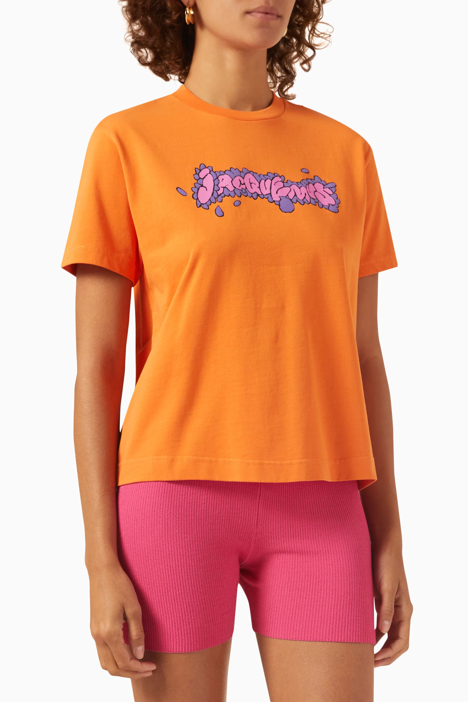 Jacquemus Womens Orange Le T-shirt Desenho Logo-print Cotton T