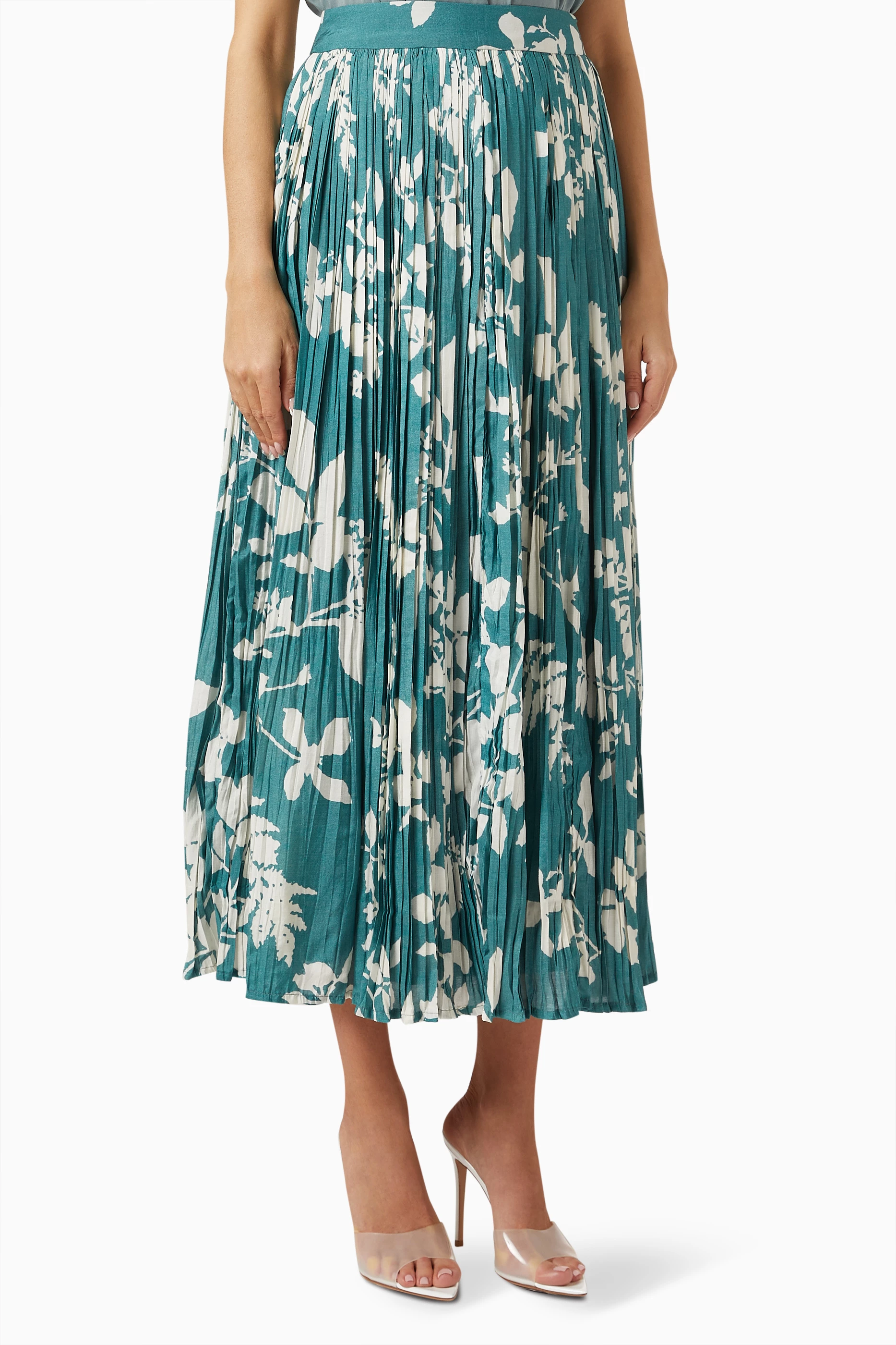 Buy KoAi Blue Floral Maxi Skirt in Chiffon for Women in UAE Ounass
