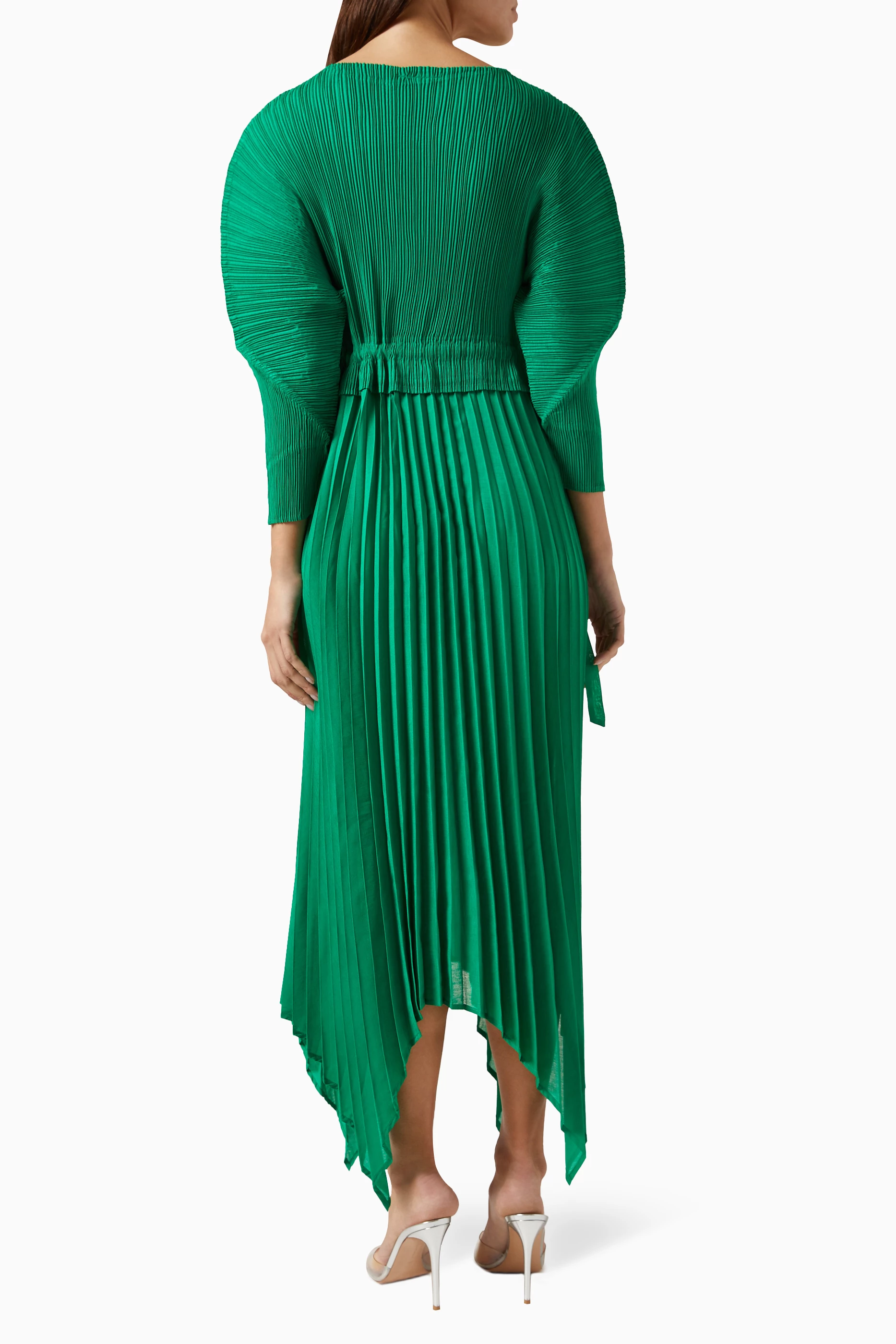 Green pleated new arrivals dress