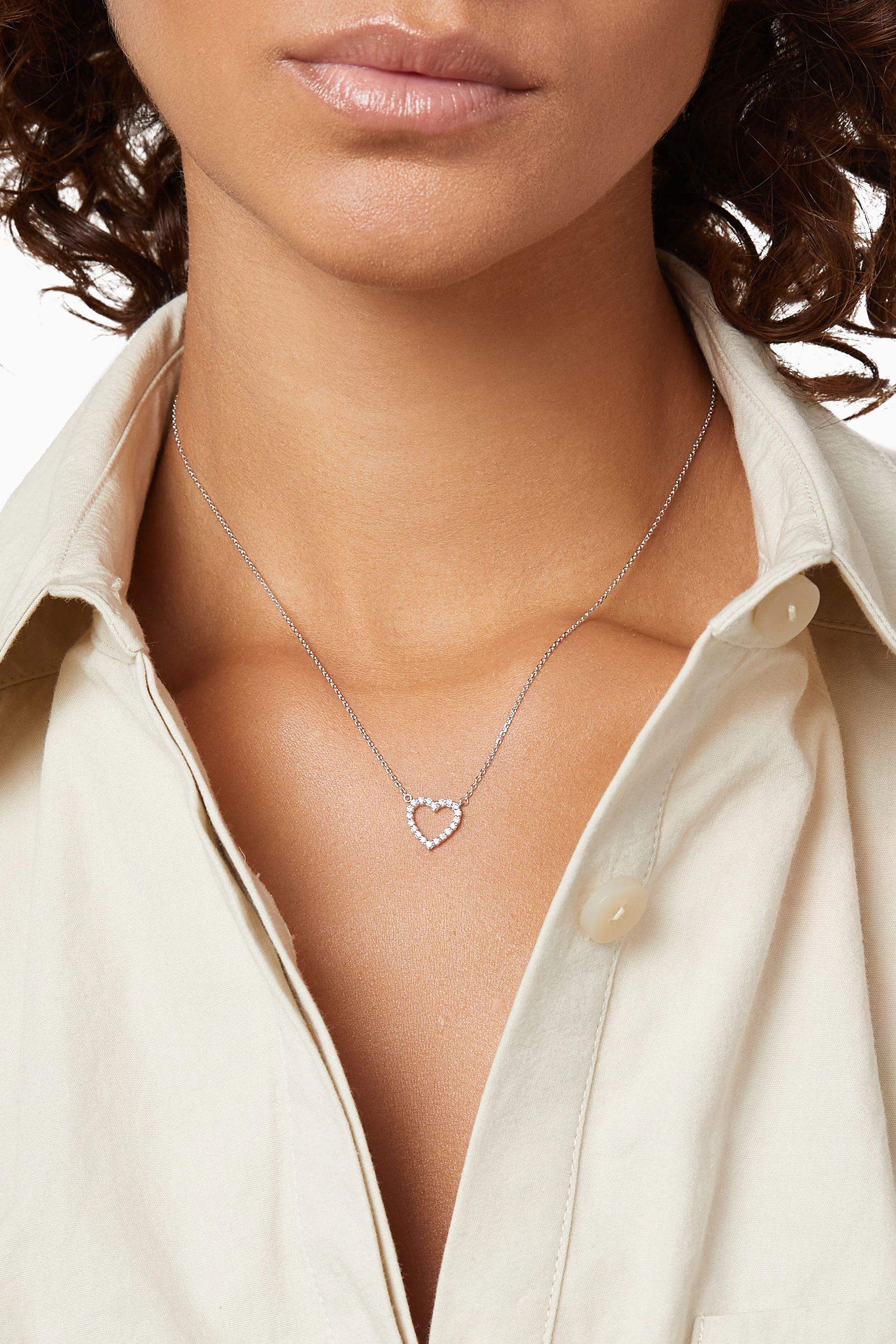White gold cheap diamond heart necklace
