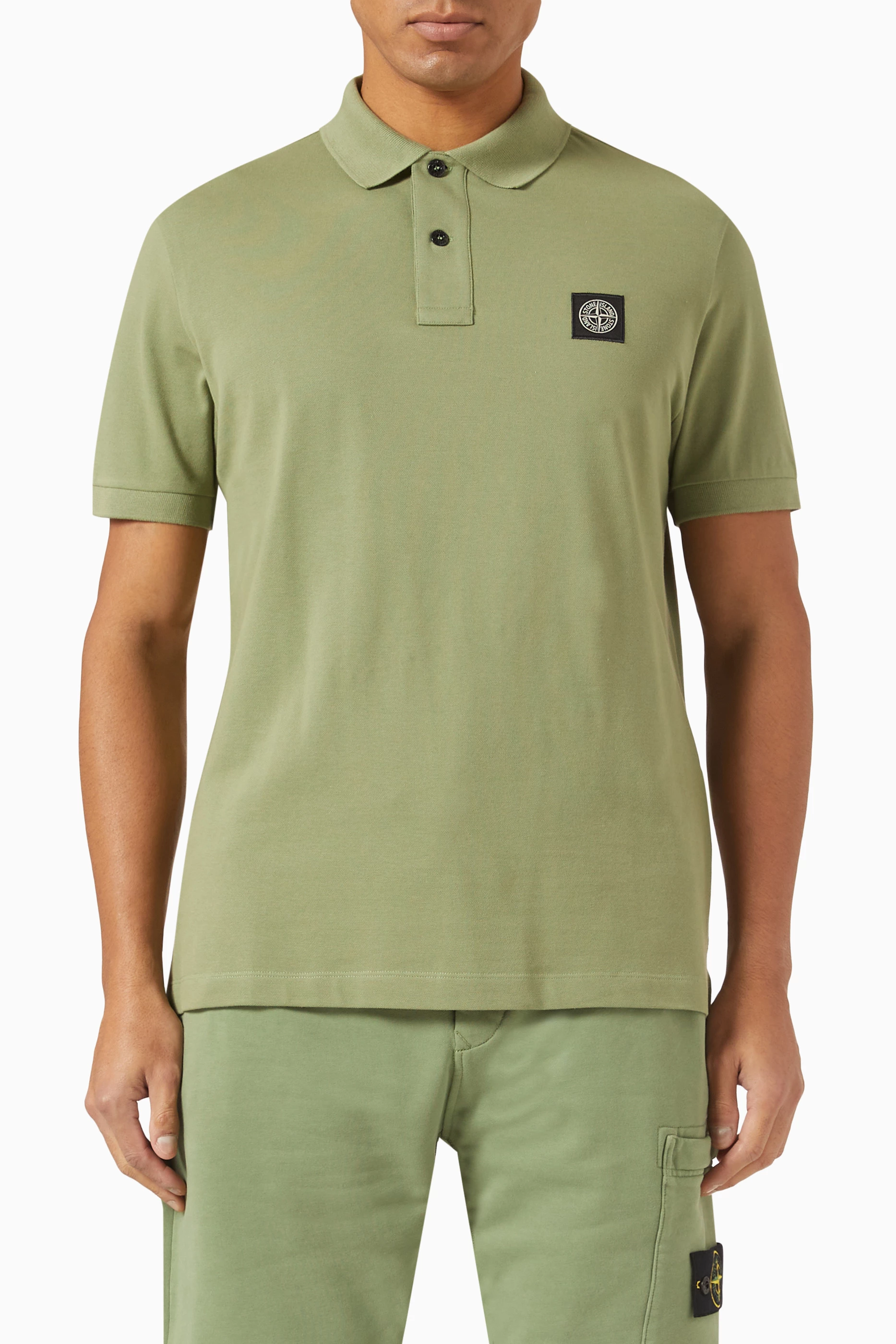 Stone island green polo shirt online