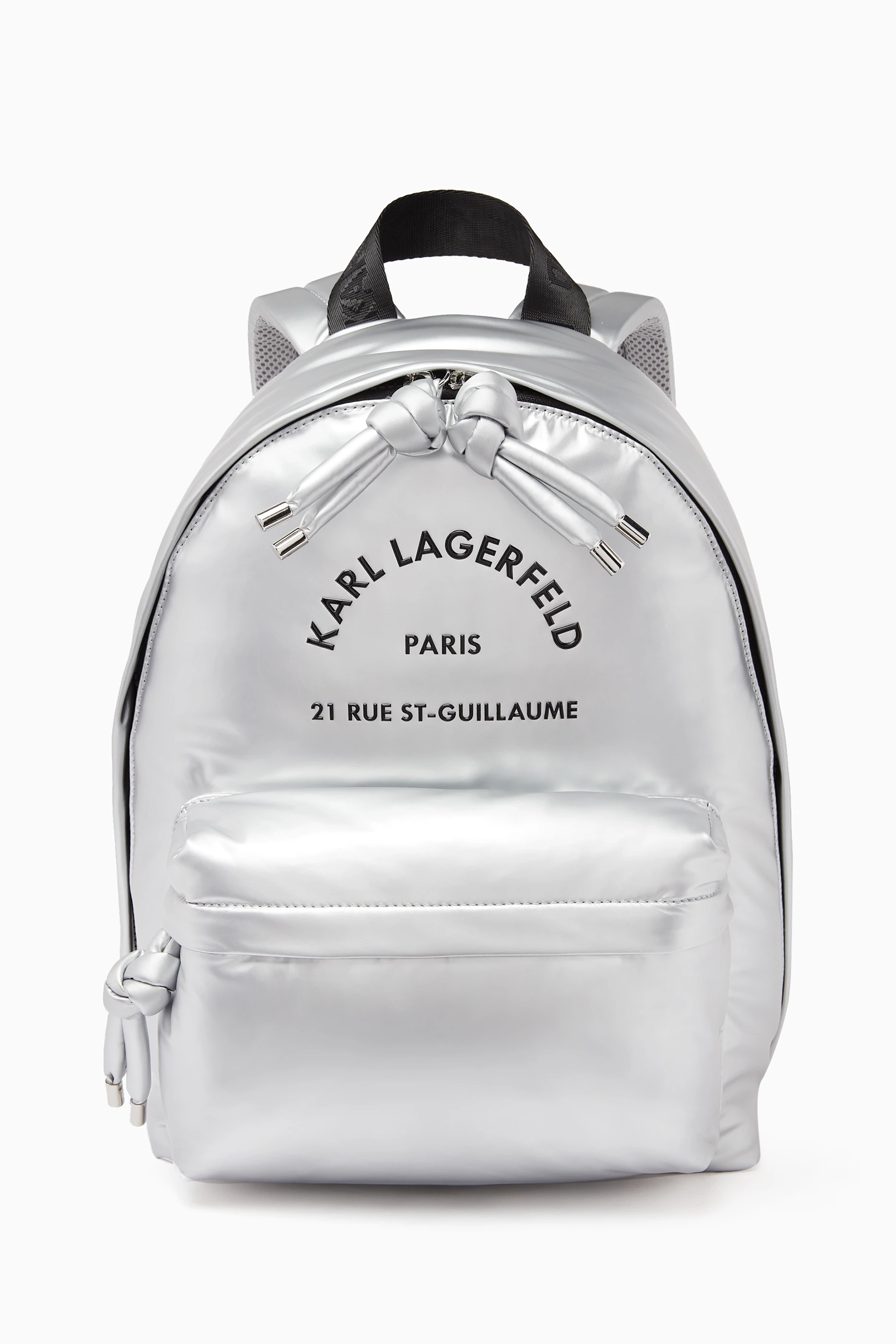 Buy Karl Lagerfeld Silver Rue St. Guillaume Backpack in Metallic Nylon for Women in UAE Ounass