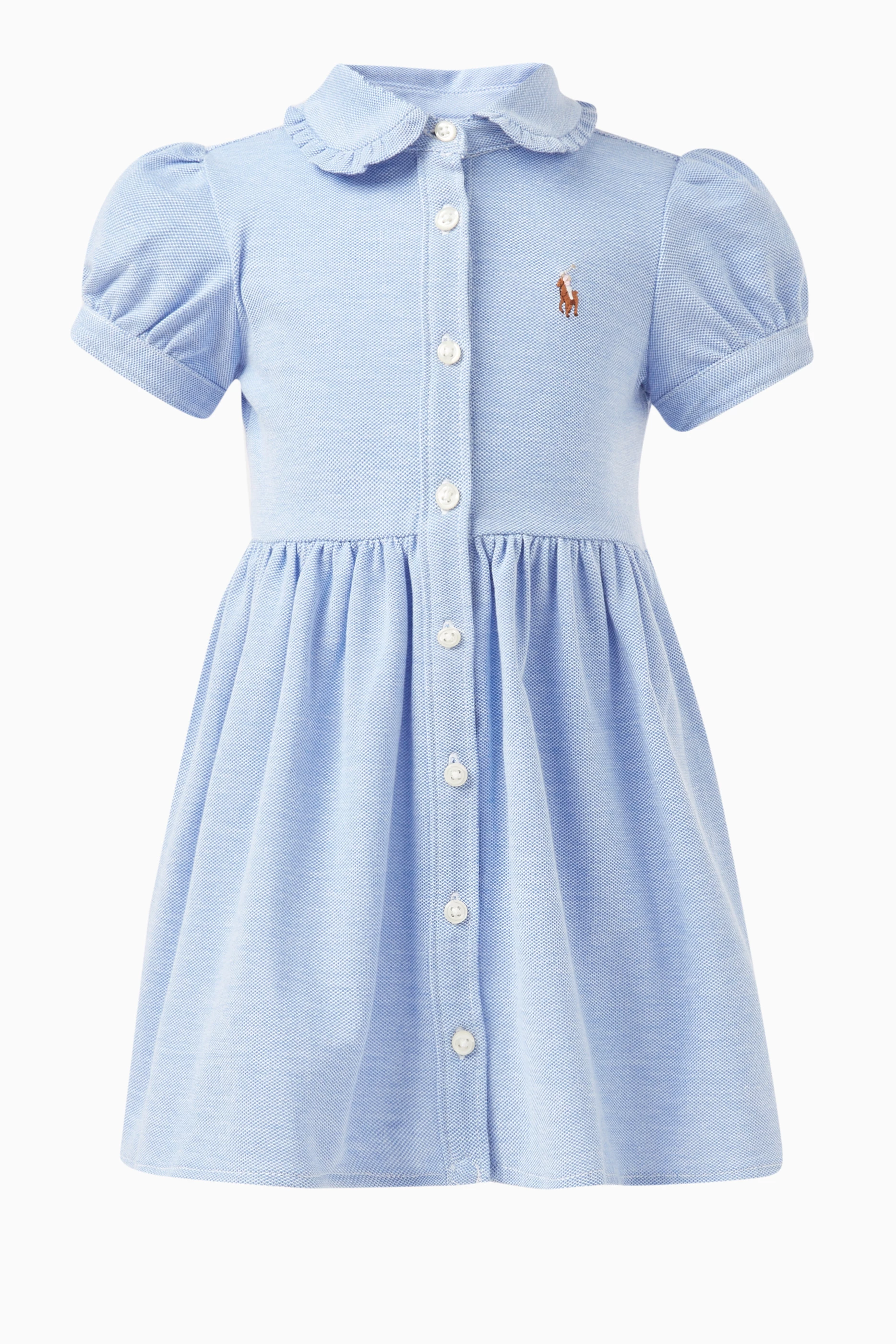 Buy Polo Ralph Lauren Blue Oxford Dress Bloomers in Knit Mesh for Baby Girls in UAE Ounass