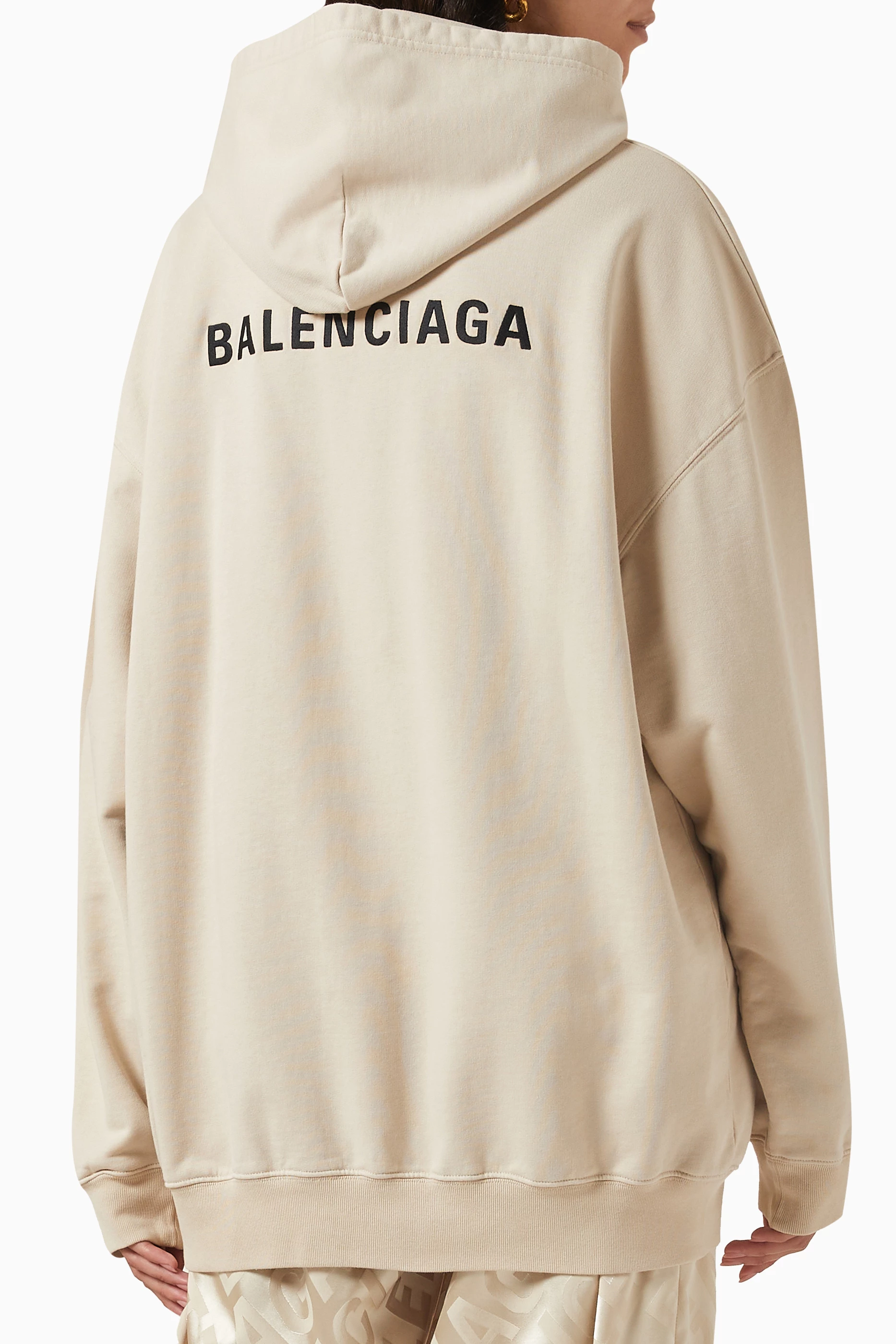 Buy Balenciaga Neutral Logo Medium fit Hoodie in Cotton jersey for