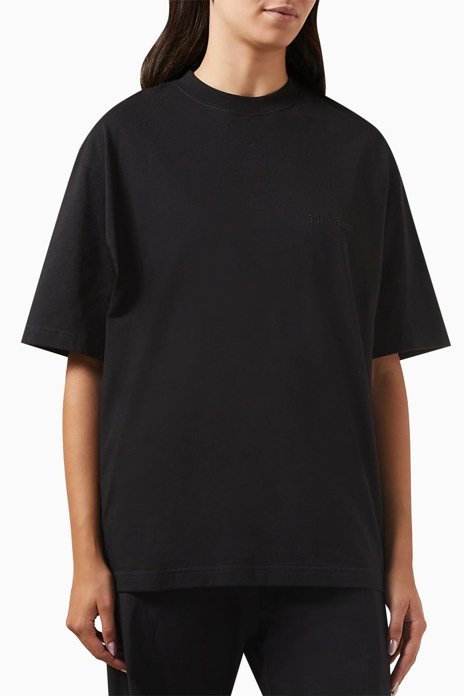 Buy Balenciaga Black BB Corp Medium Fit T shirt in Cotton Jersey