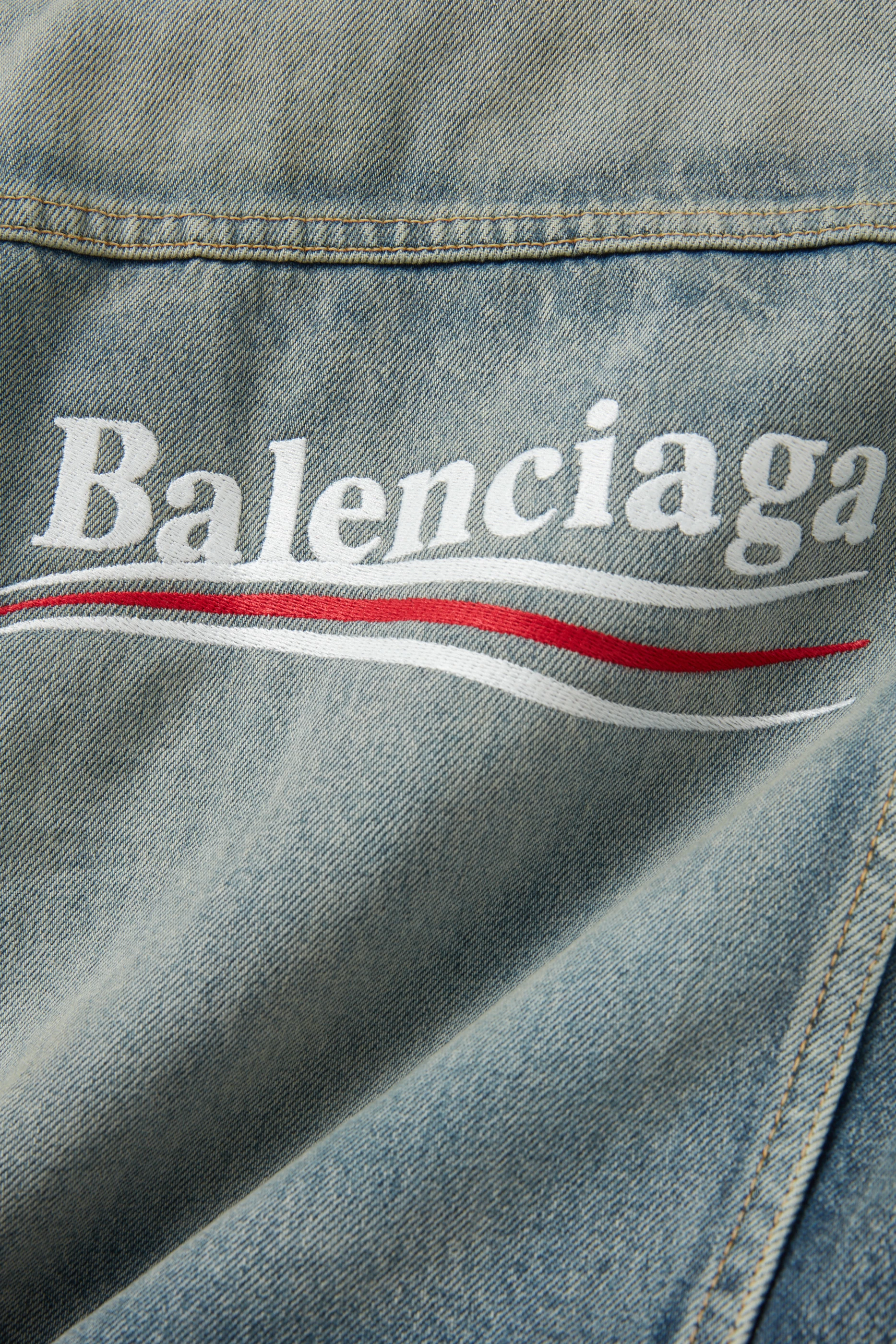 Buy Balenciaga Blue Oversized Political Campaign Jacket in