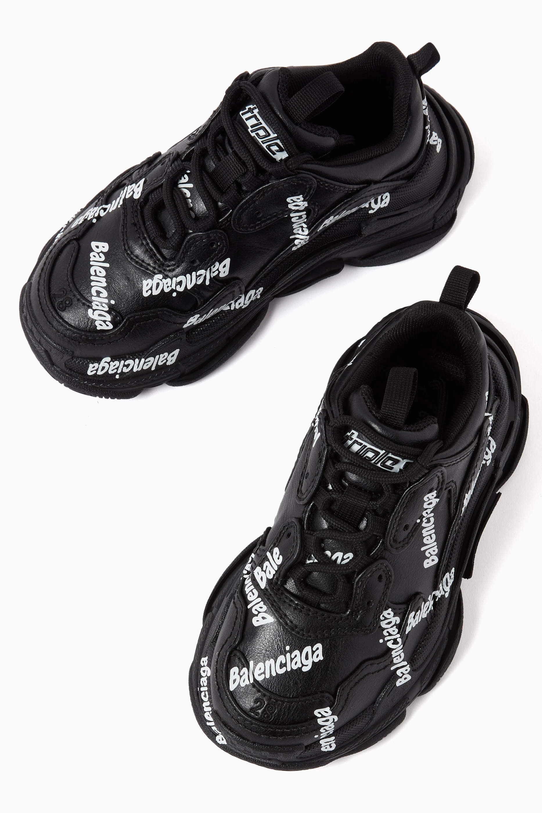 Buy Balenciaga Black Triple S Logotype Sneakers in Technical