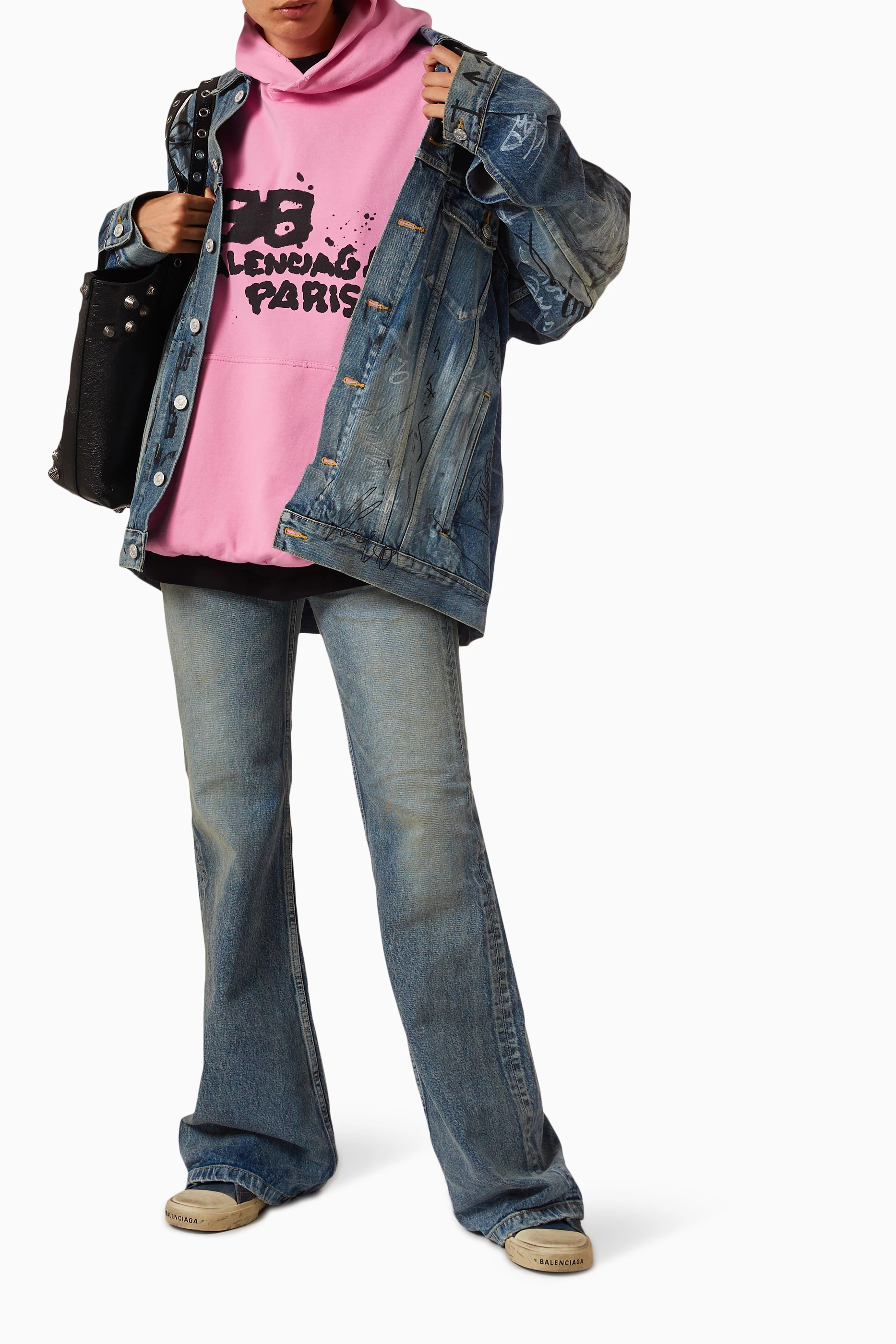 Buy Balenciaga Blue Graffiti Oversized Jacket in Denim for UNISEX in UAE Ounass