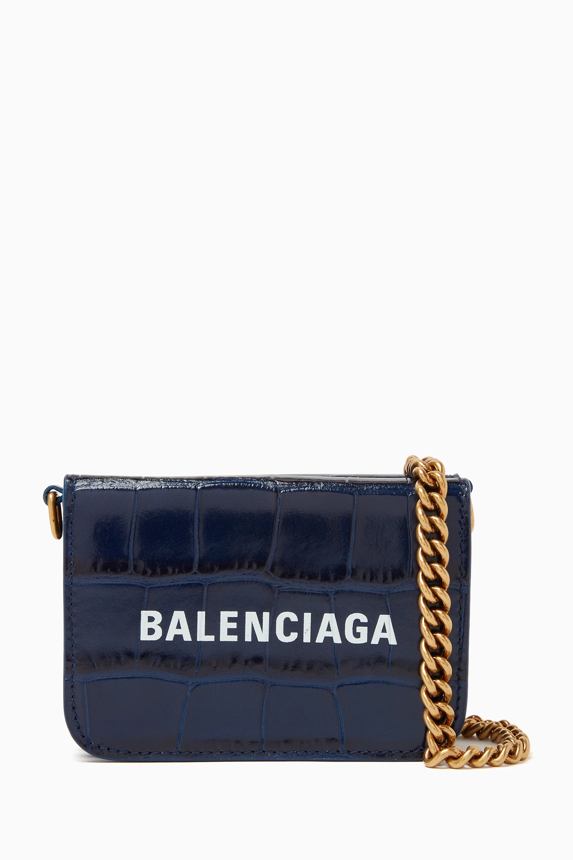 Buy Balenciaga Blue Cash Mini Wallet in Textured Calfskin for Women in UAE Ounass