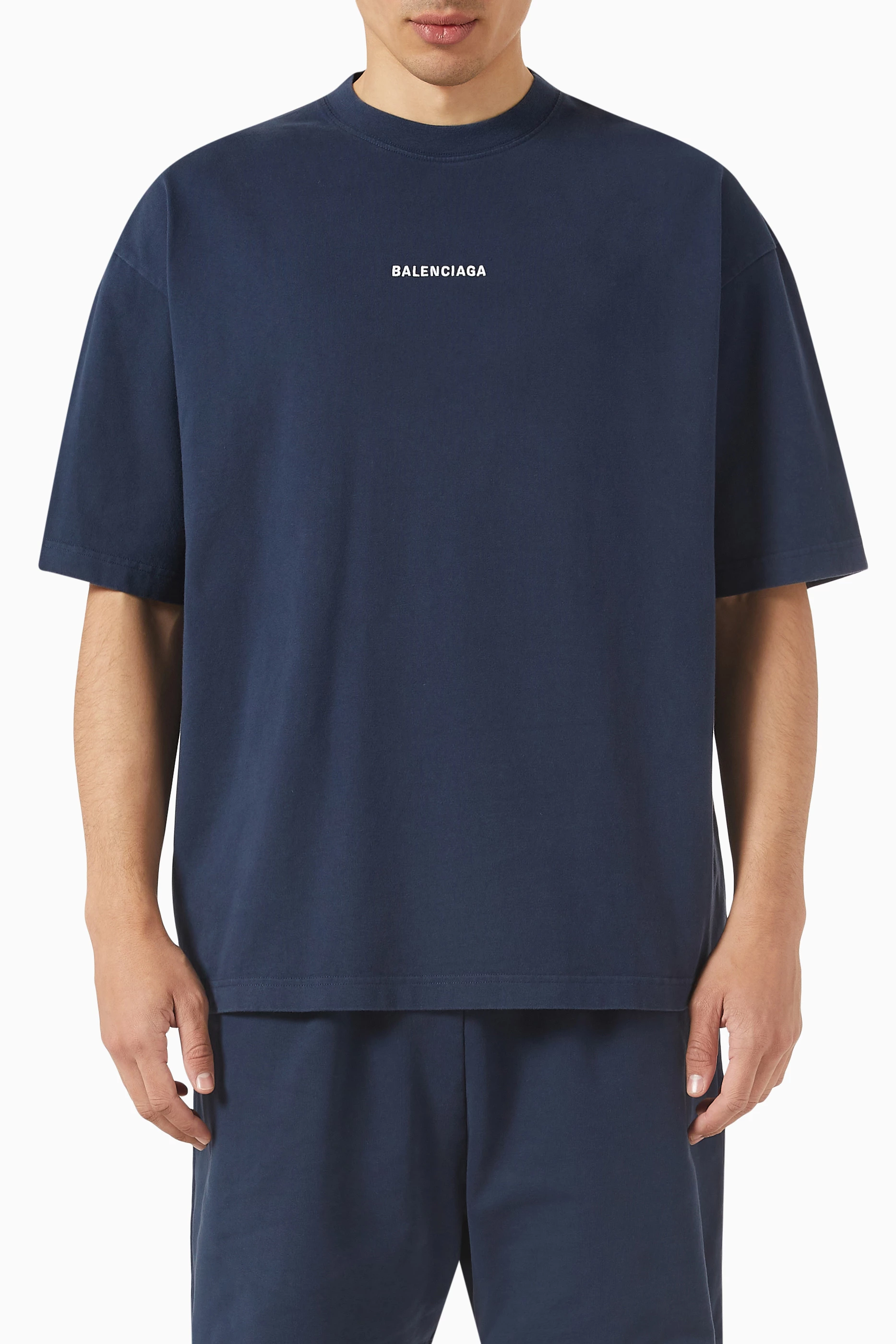 Balenciaga t shirt mens navy hot sale